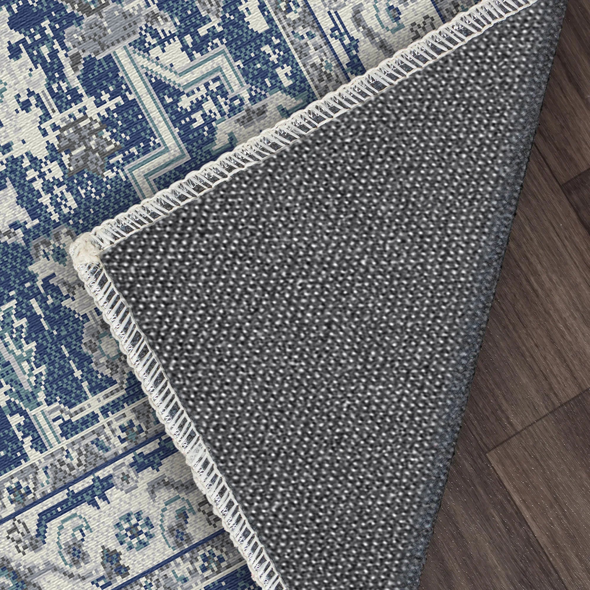 Porto Navy Traditional Washable Rug