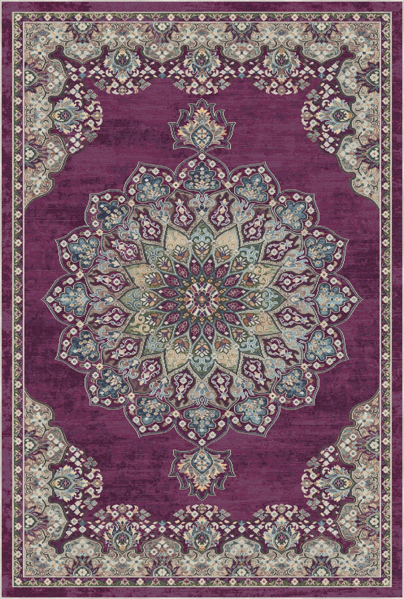 Granada Plum Traditional Washable Rug