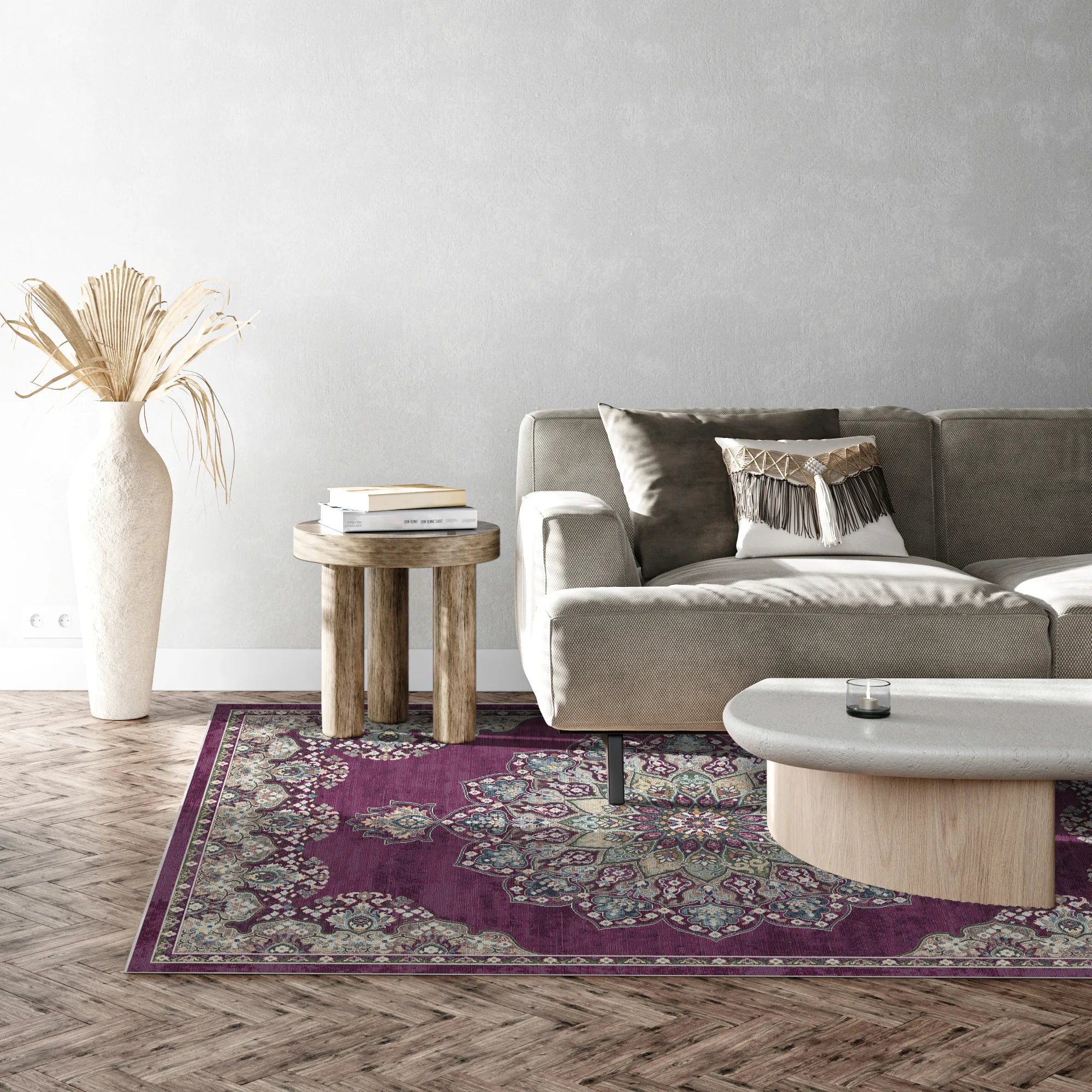 Granada Plum Traditional Washable Rug