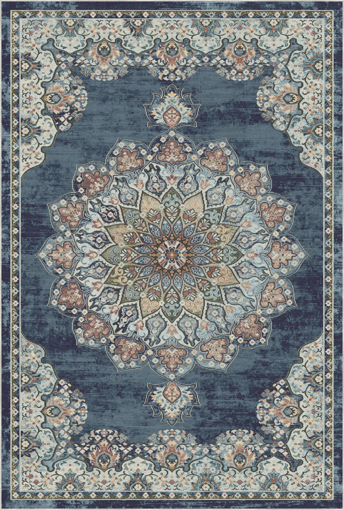 Seville Slate Traditional Washable Rug