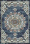 Seville Slate Traditional Washable Rug Steel Blue