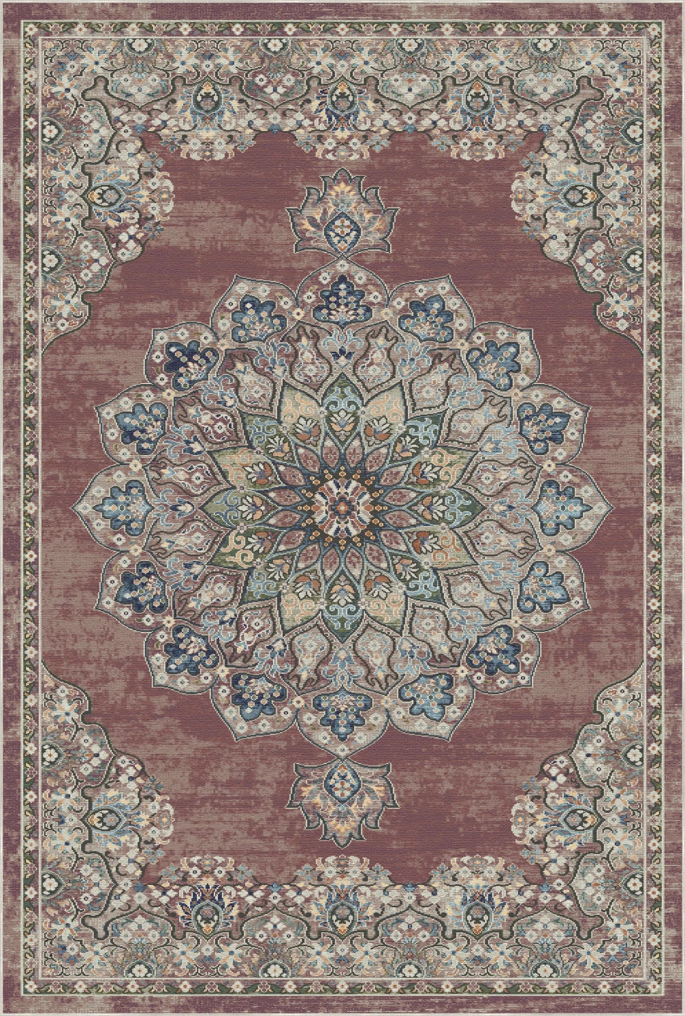Toulouse Rose Traditional Washable Rug