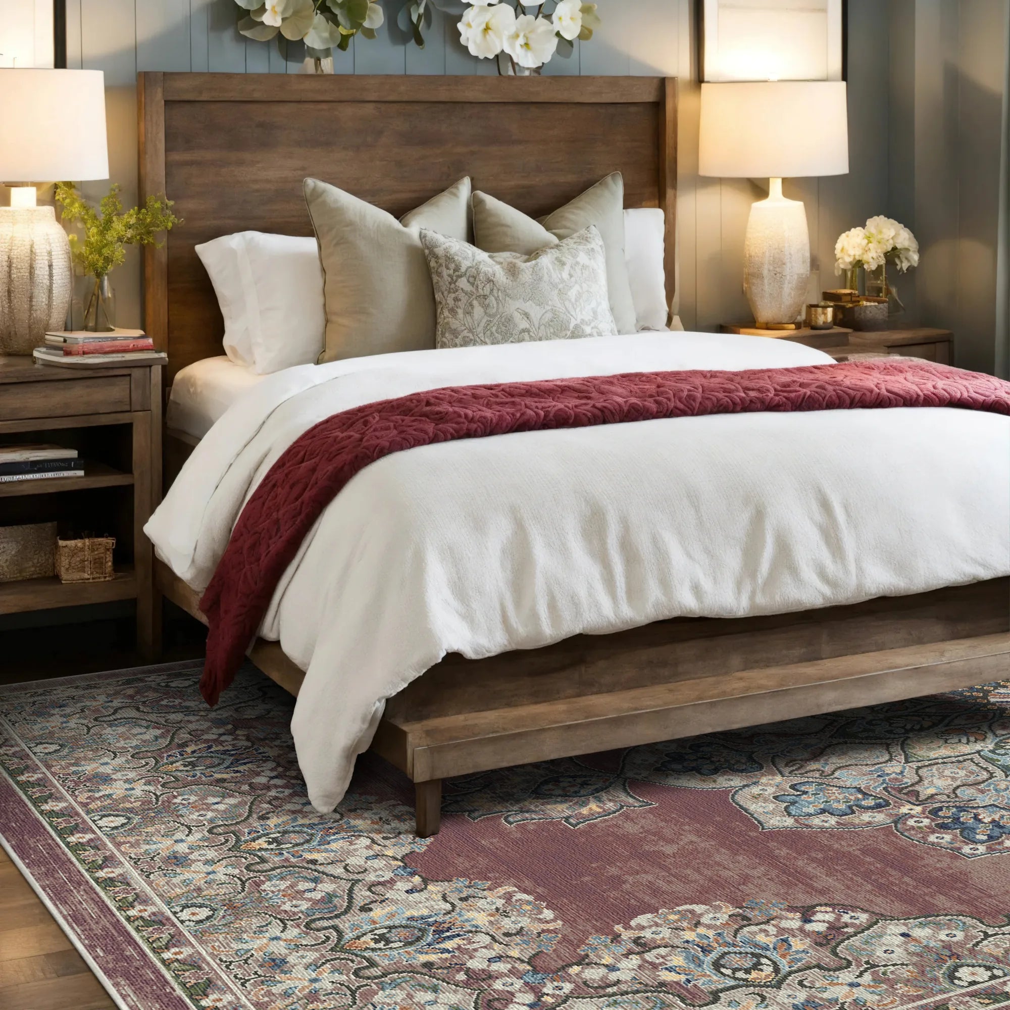 Toulouse Rose Traditional Washable Rug