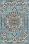 Valencia Sky Traditional Washable Rug Blue