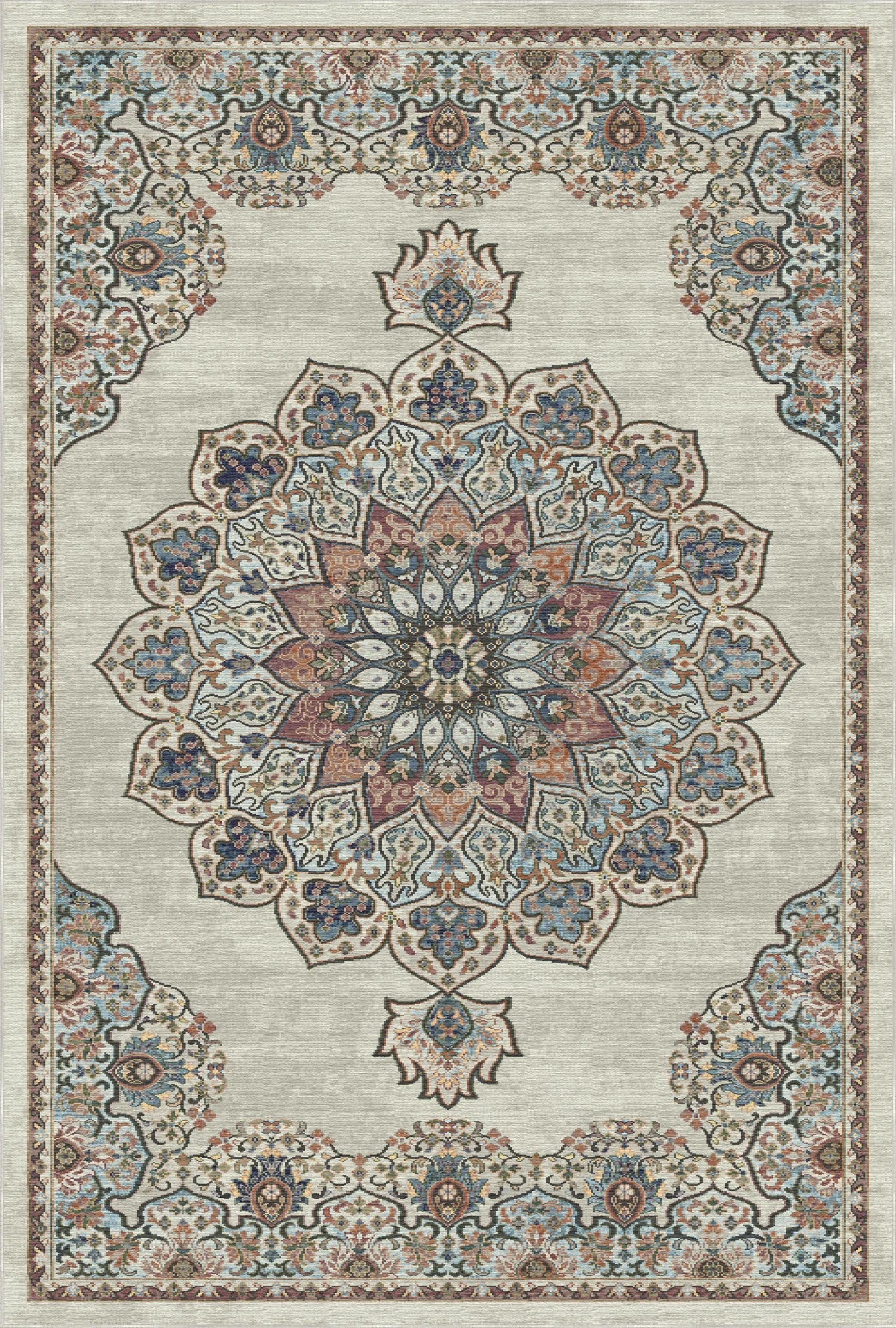 Salamanca Beige Traditional Washable Rug
