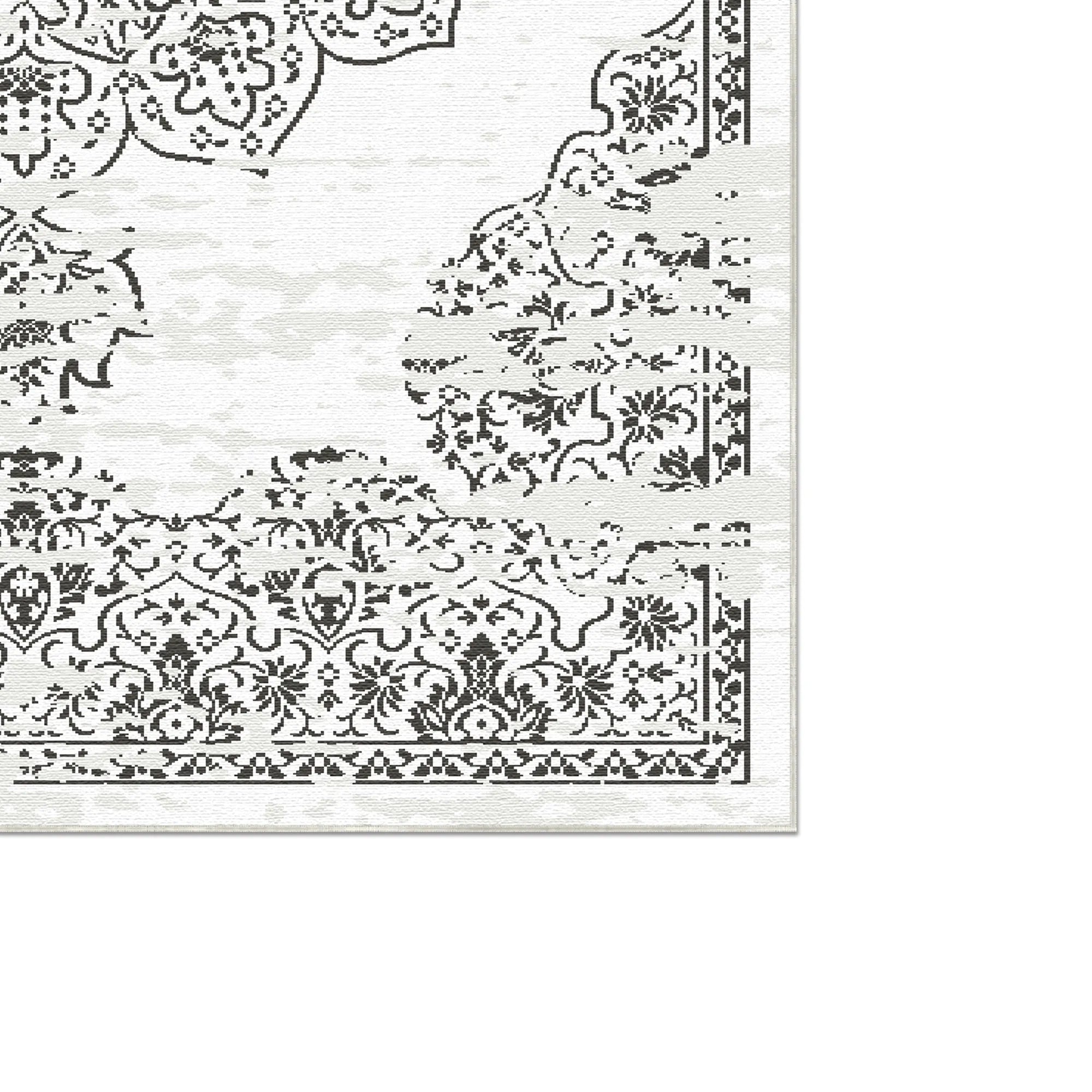 Ronda White Traditional Washable Rug