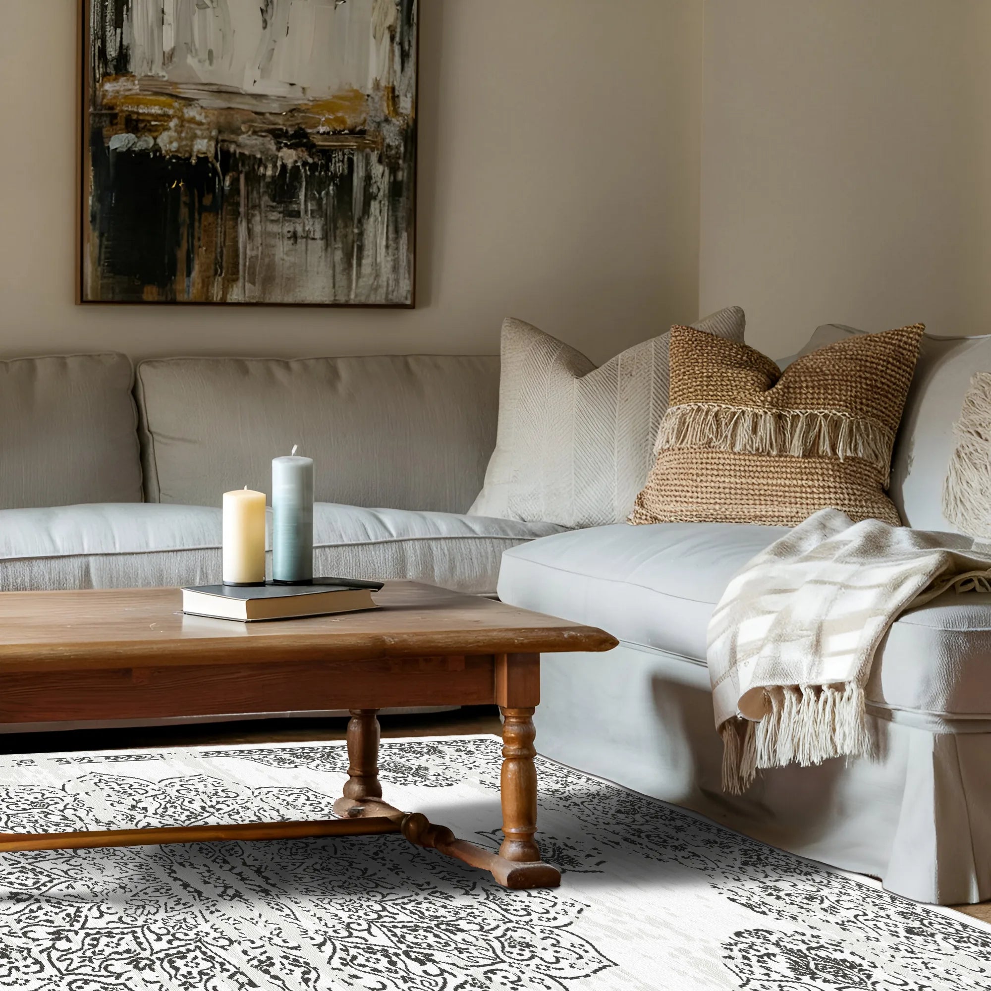 Ronda White Traditional Washable Rug