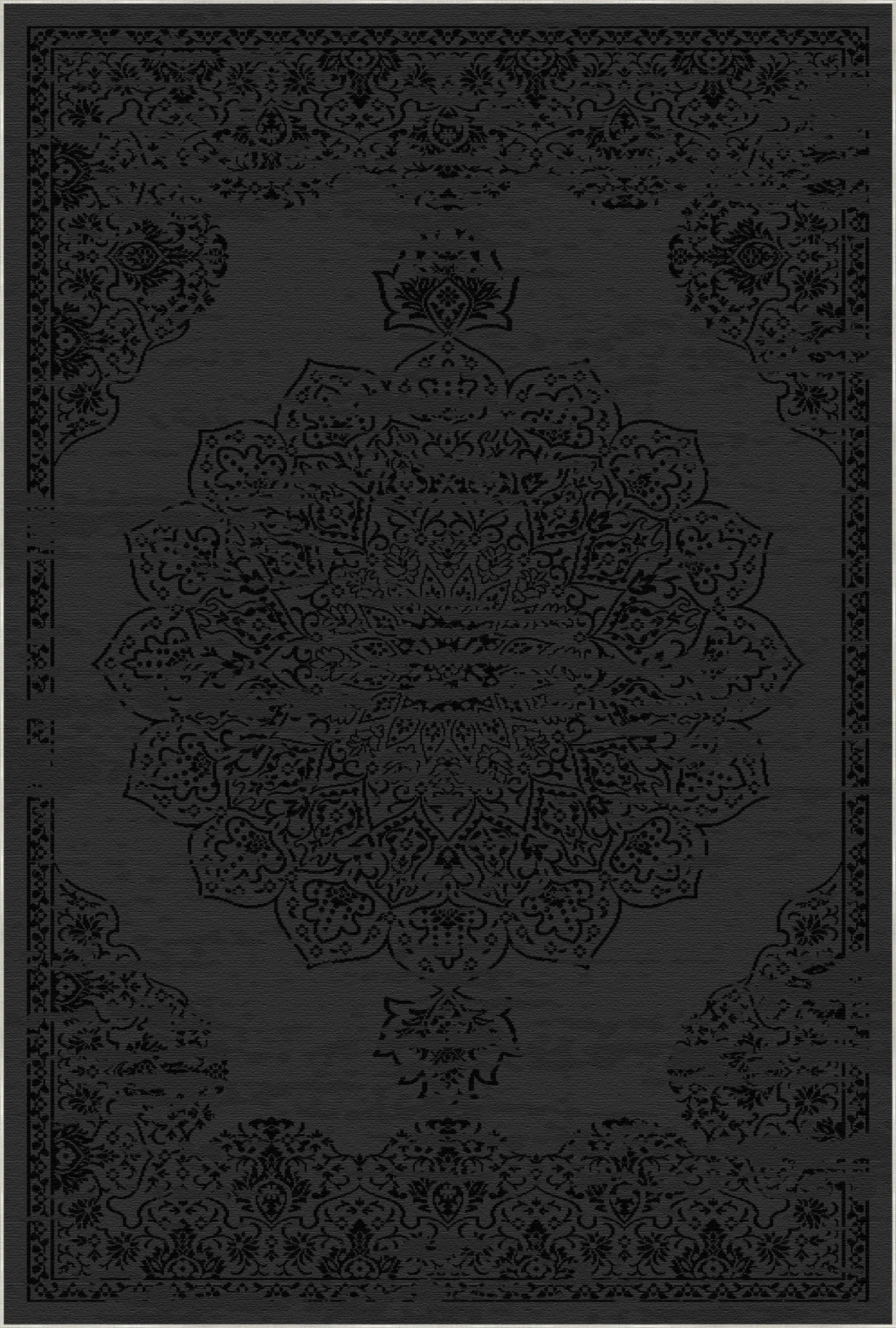 Toledo Black Traditional Washable Rug