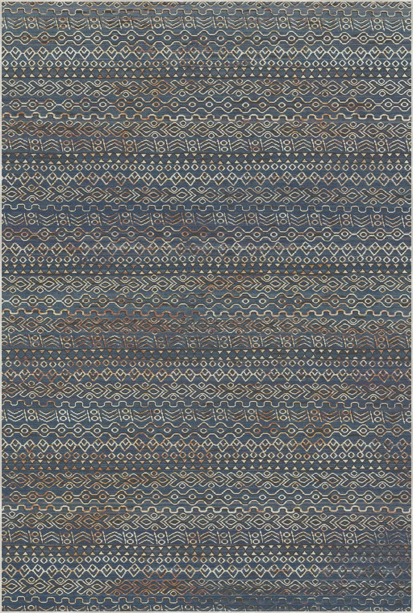 Amalfi Blue Abstract Washable Rug