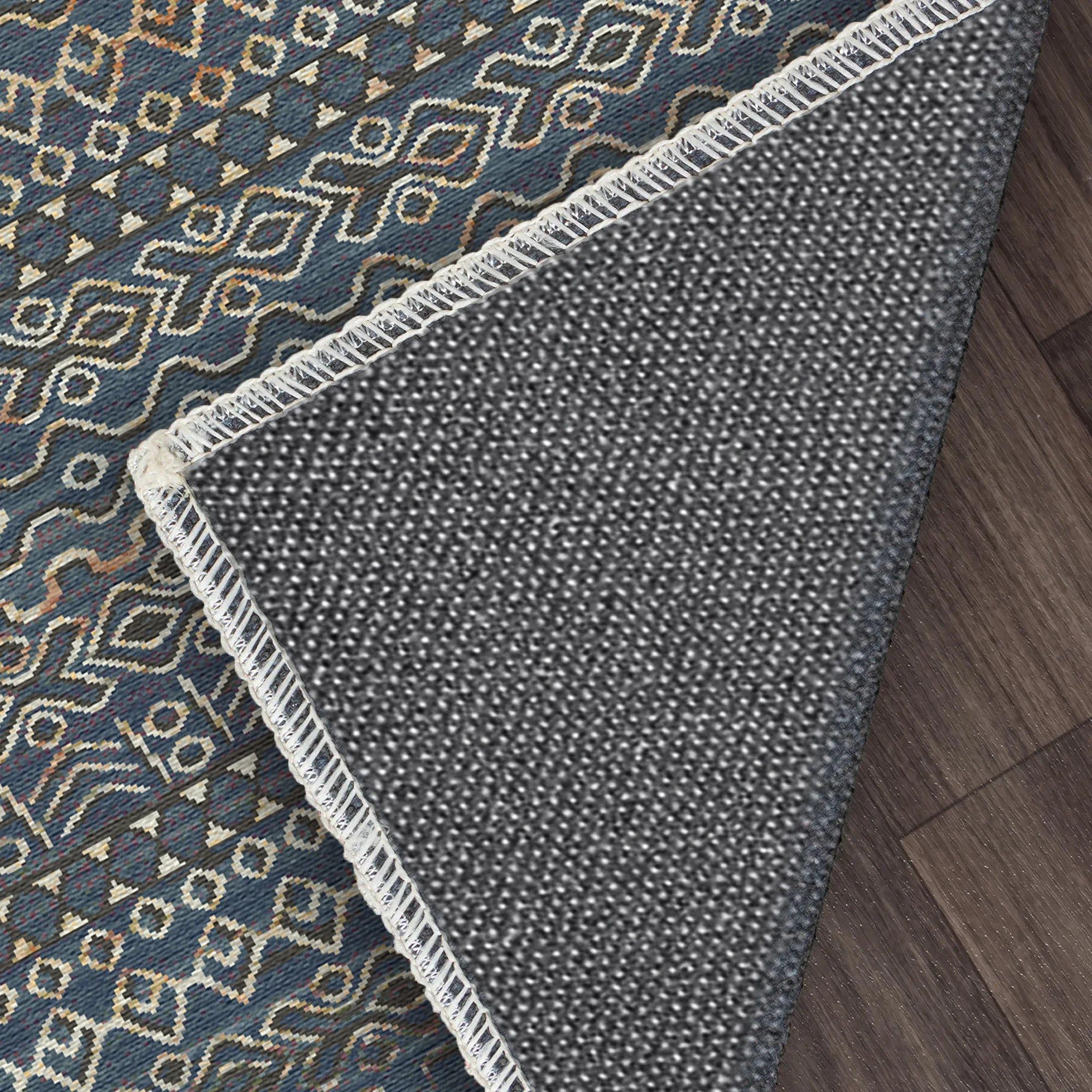 Amalfi Blue Abstract Washable Rug