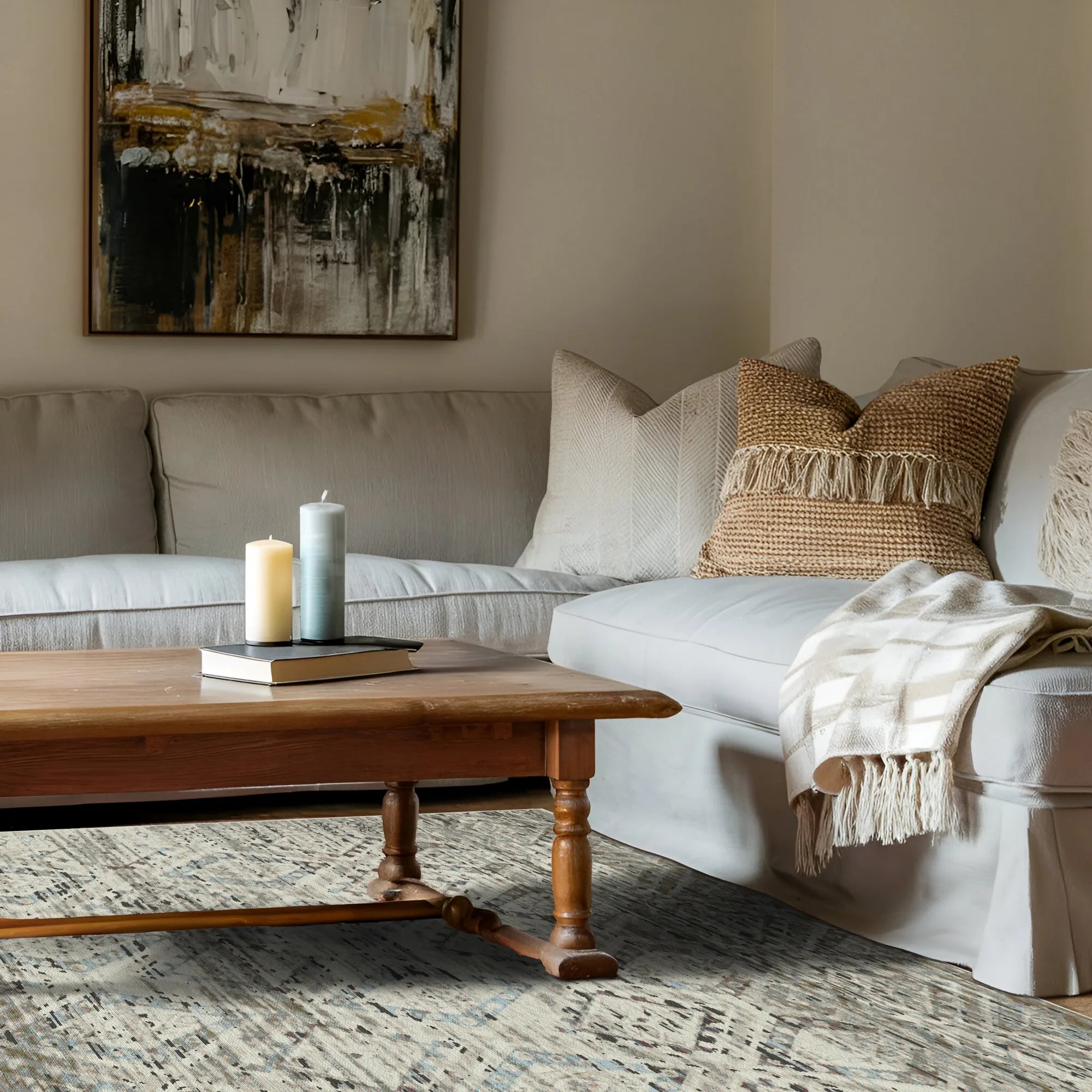 Tappeto Distressed Diamond Positano Sand