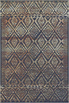 Ravello Navy Distressed Diamond Washable Rug Dark Blue