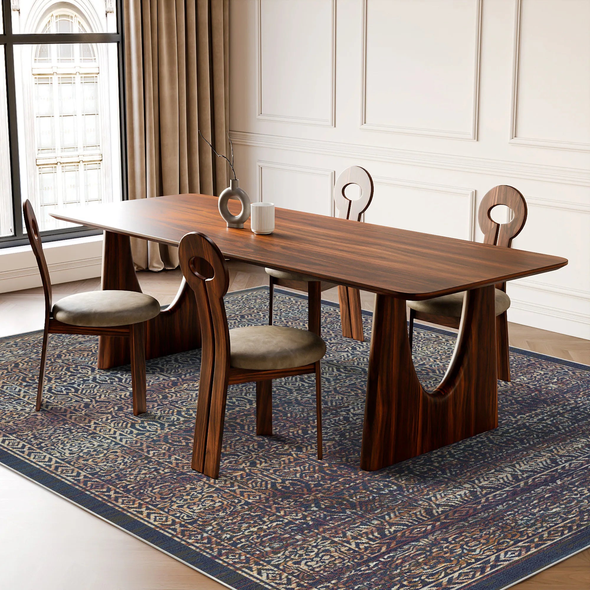 Rome Midnight Transitional Washable Rug