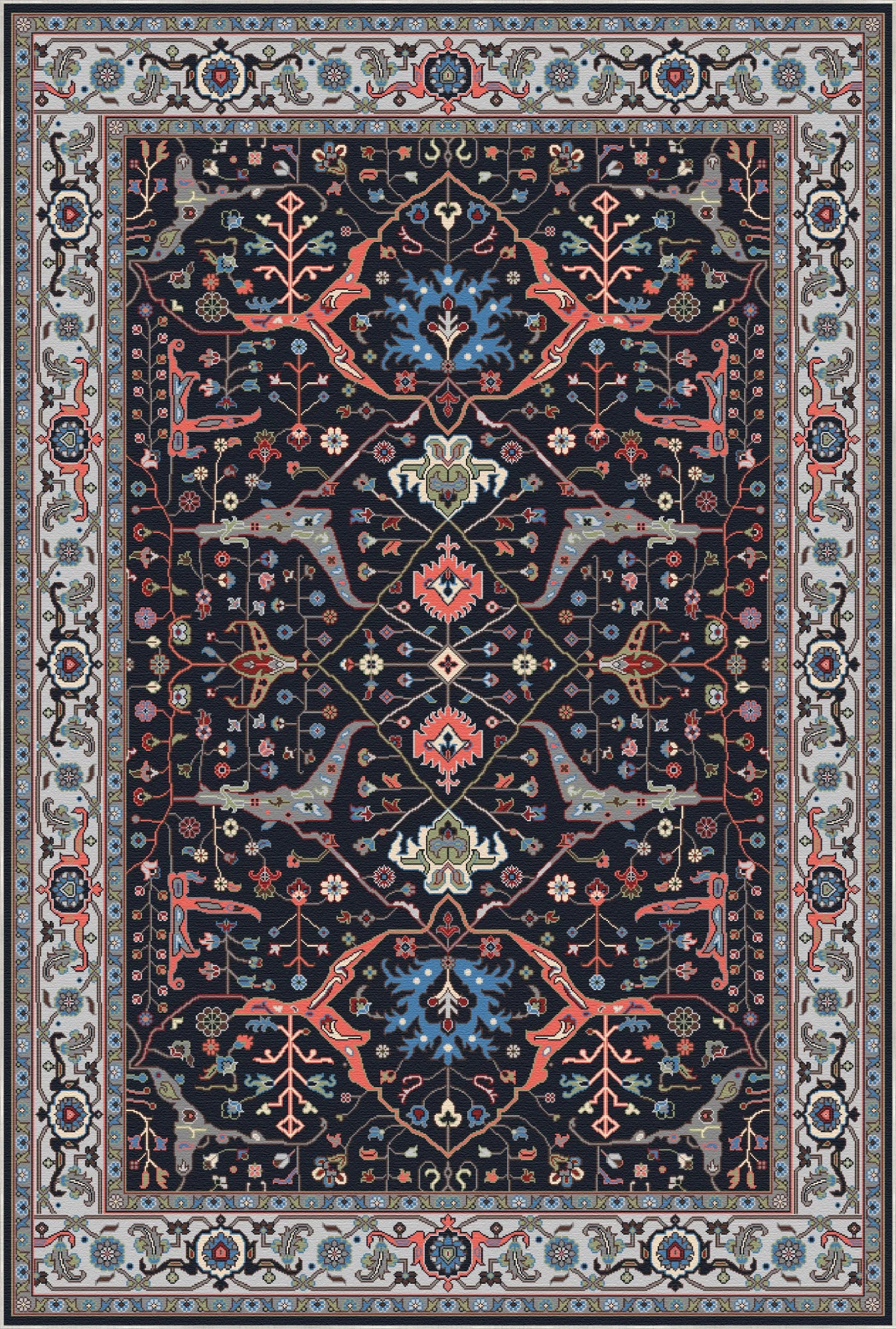 Classic Navy Persian Medallion Rug