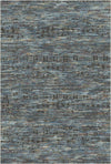 Berlin Industrial Abstract Washable Rug Navy Blue