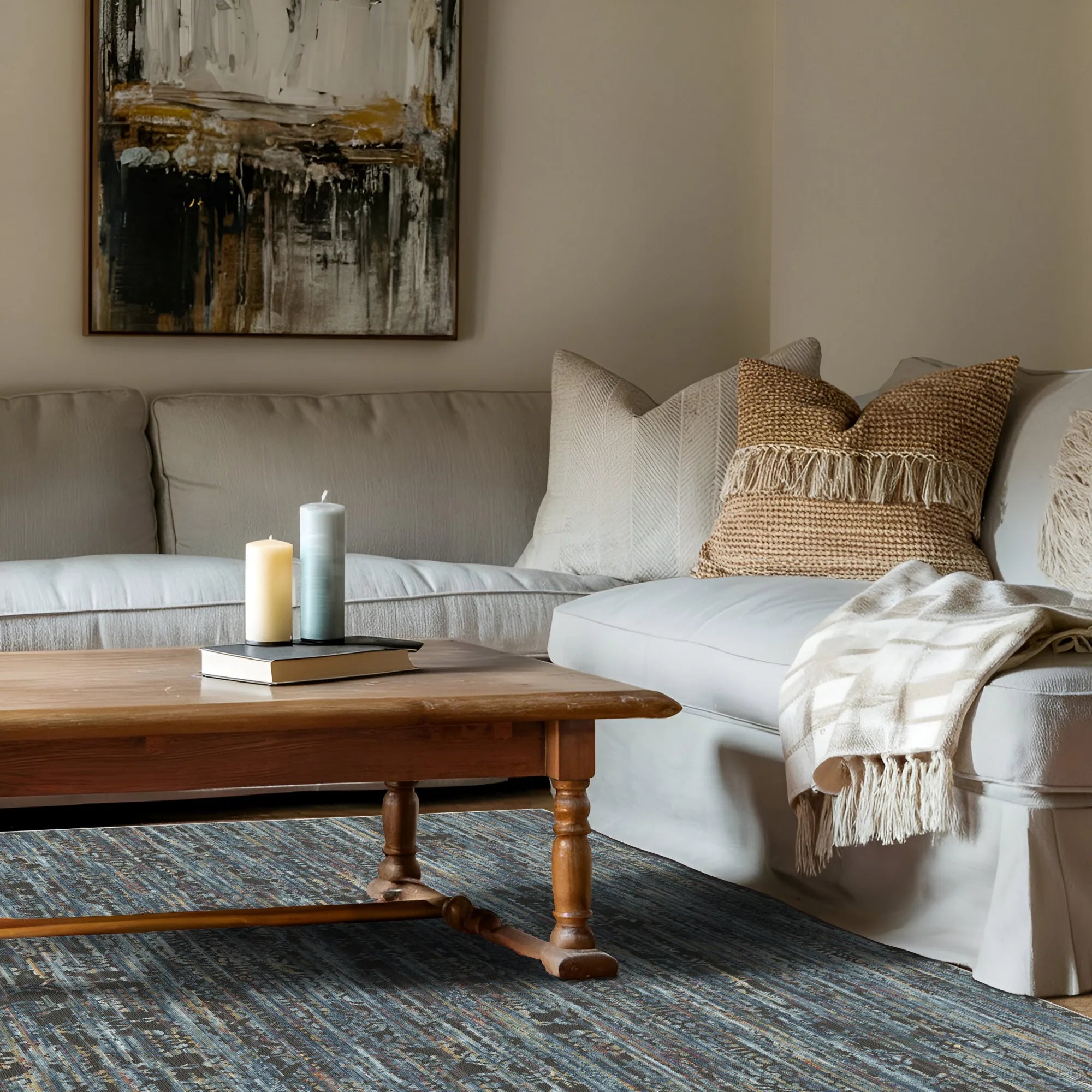 Berlin Industrial Abstract Washable Rug