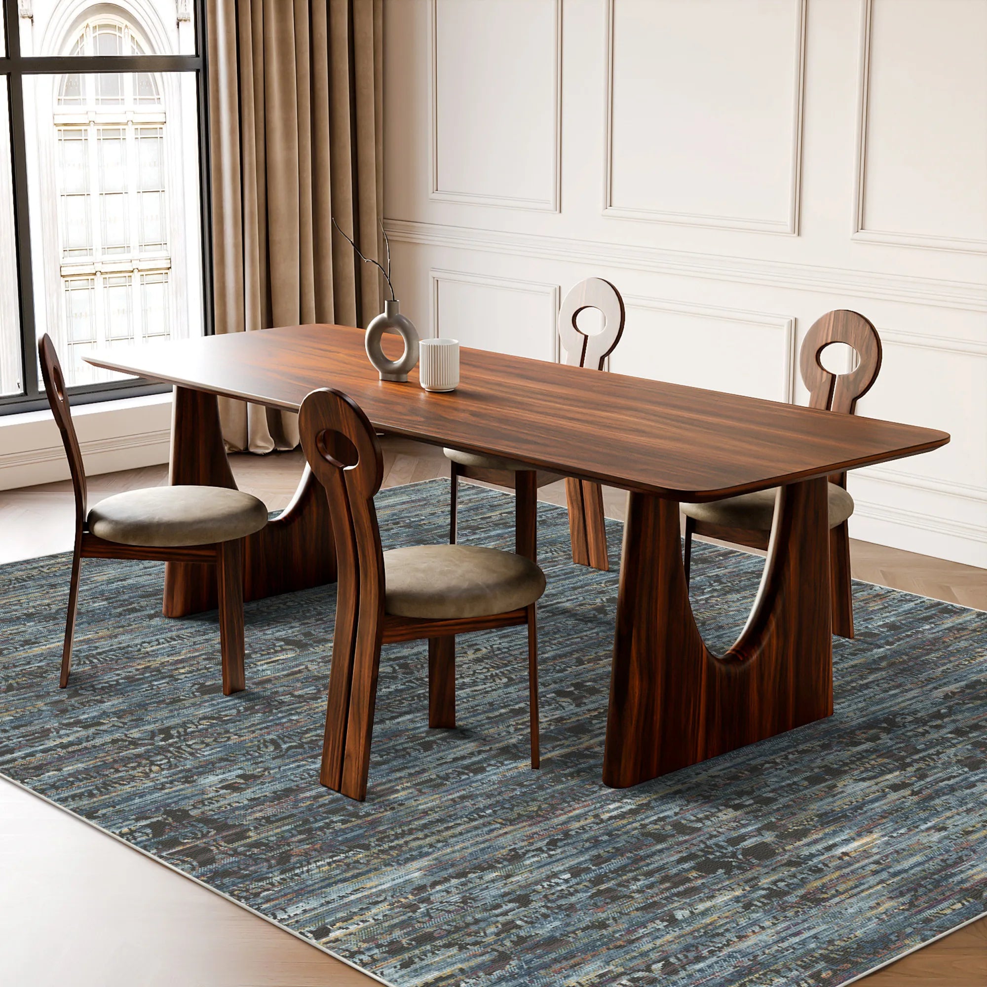 Berlin Industrial Abstract Washable Rug