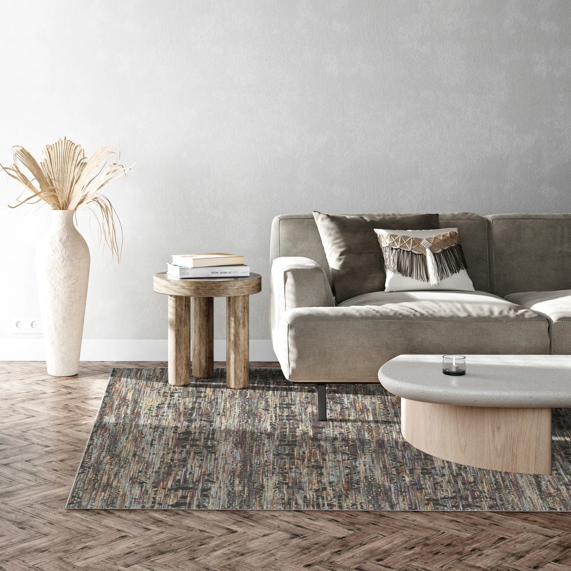 Munich Amber Industrial Abstract Washable Rug