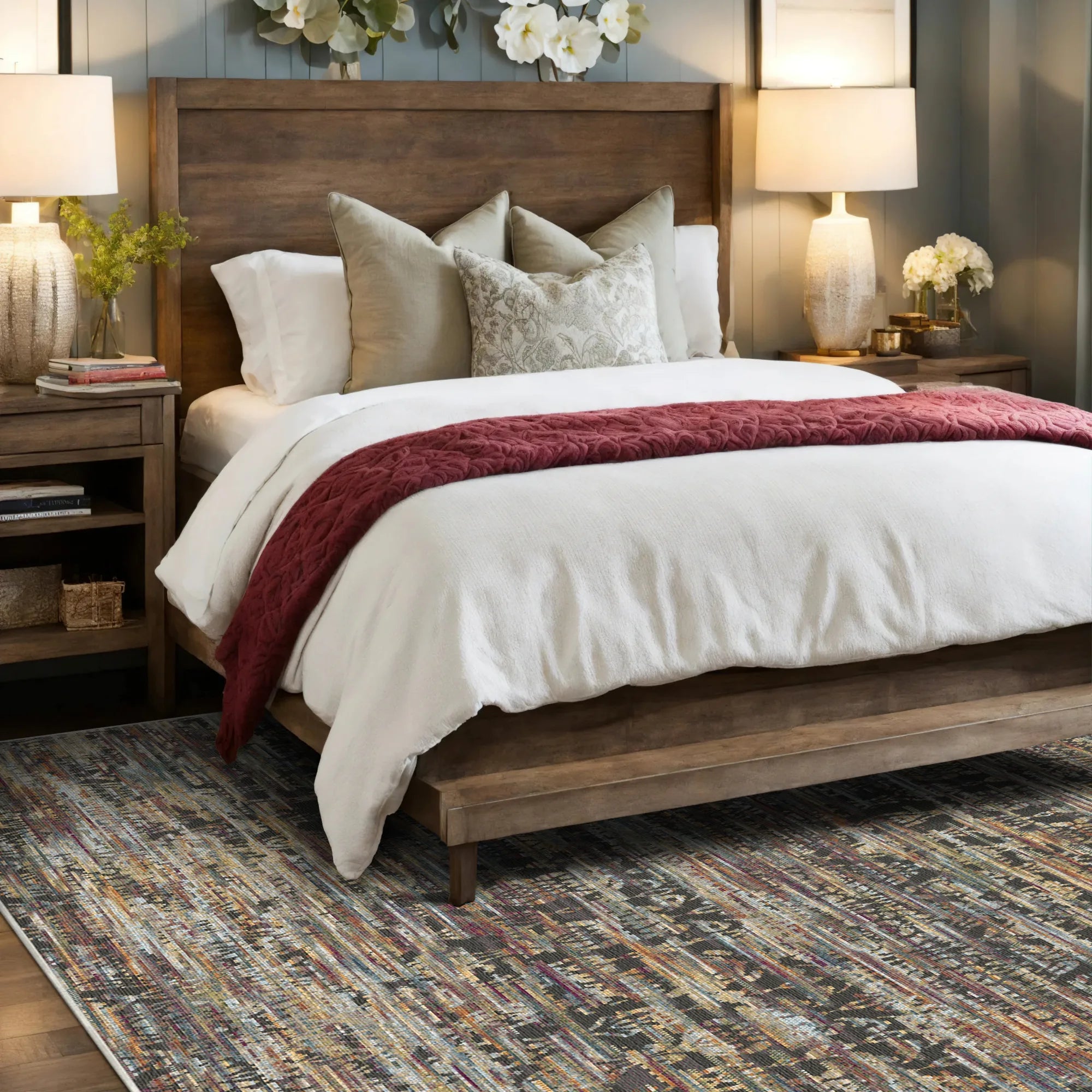 Munich Amber Industrial Abstract Washable Rug