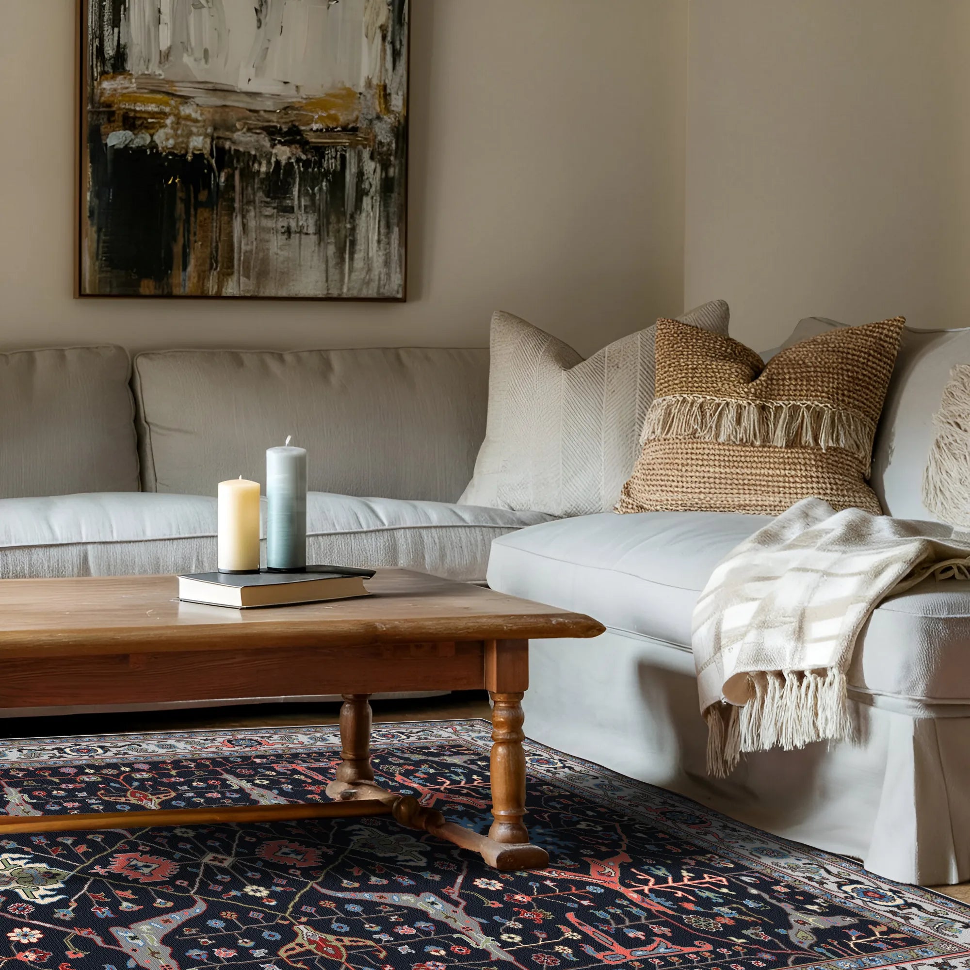 Classic Navy Persian Medallion Rug