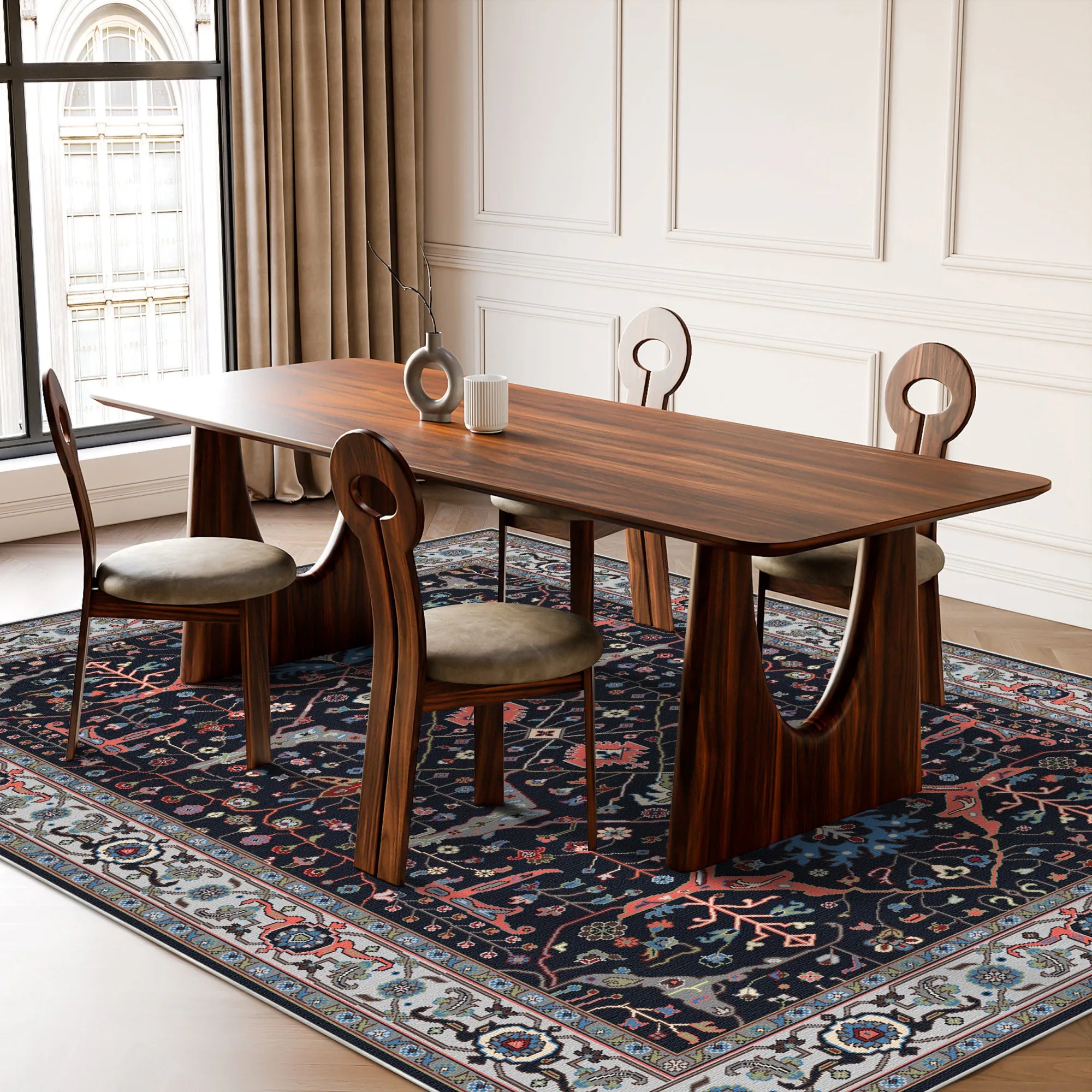 Classic Navy Persian Medallion Rug