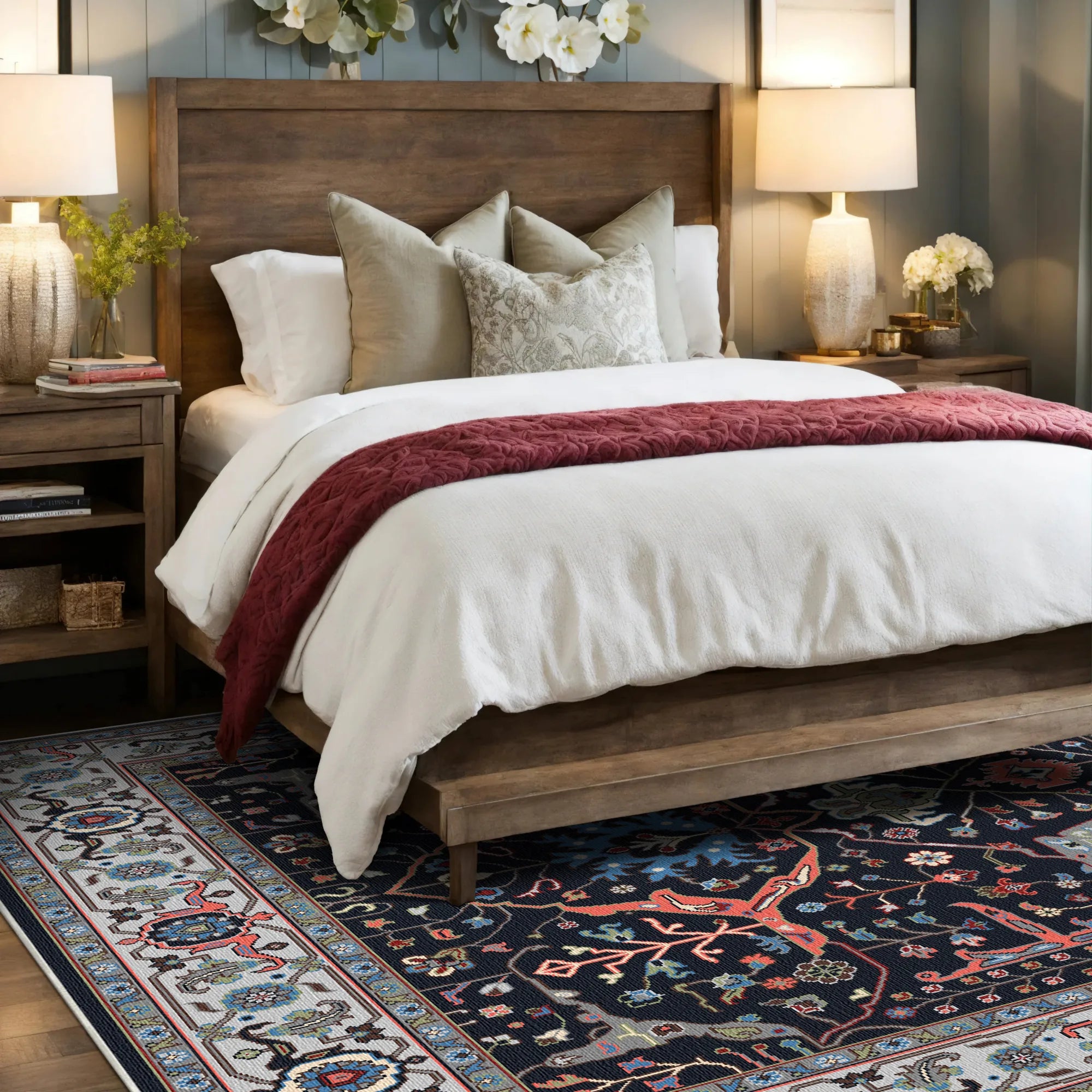 Classic Navy Persian Medallion Rug