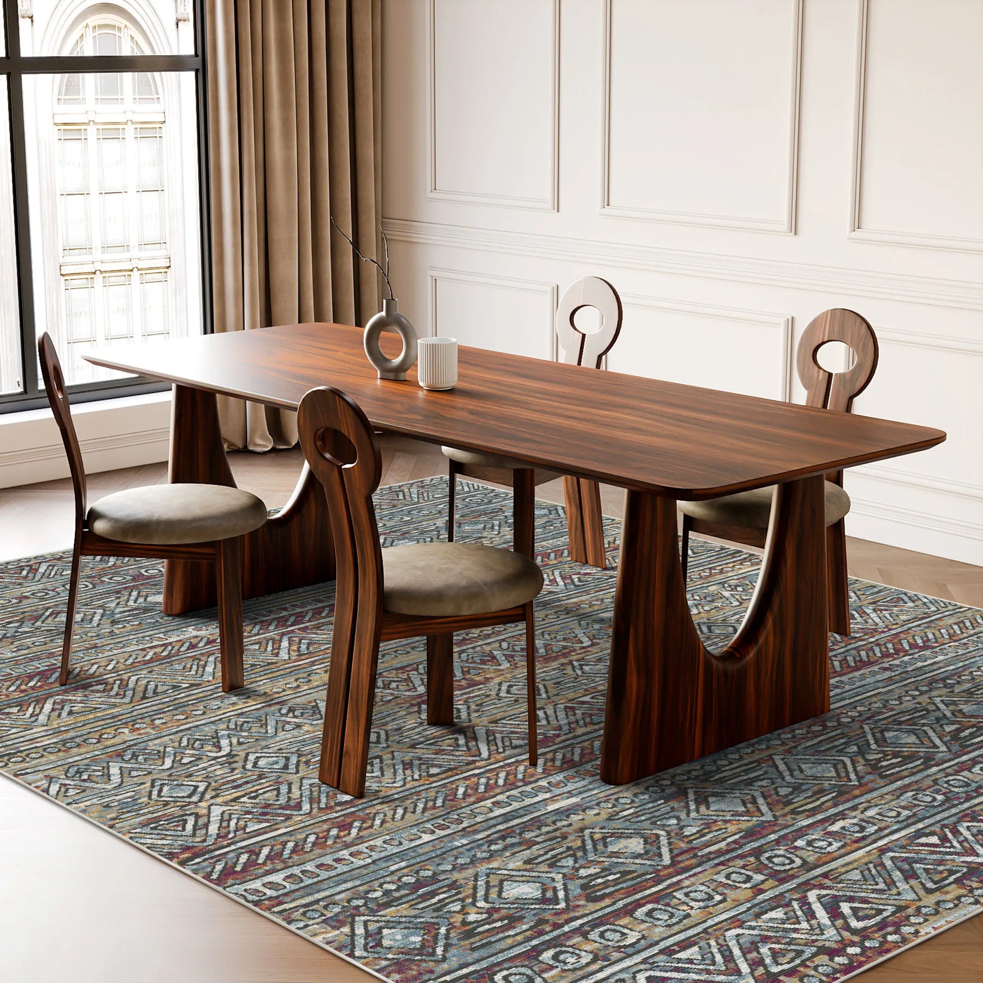 Prague Mosaic Abstract Washable Rug