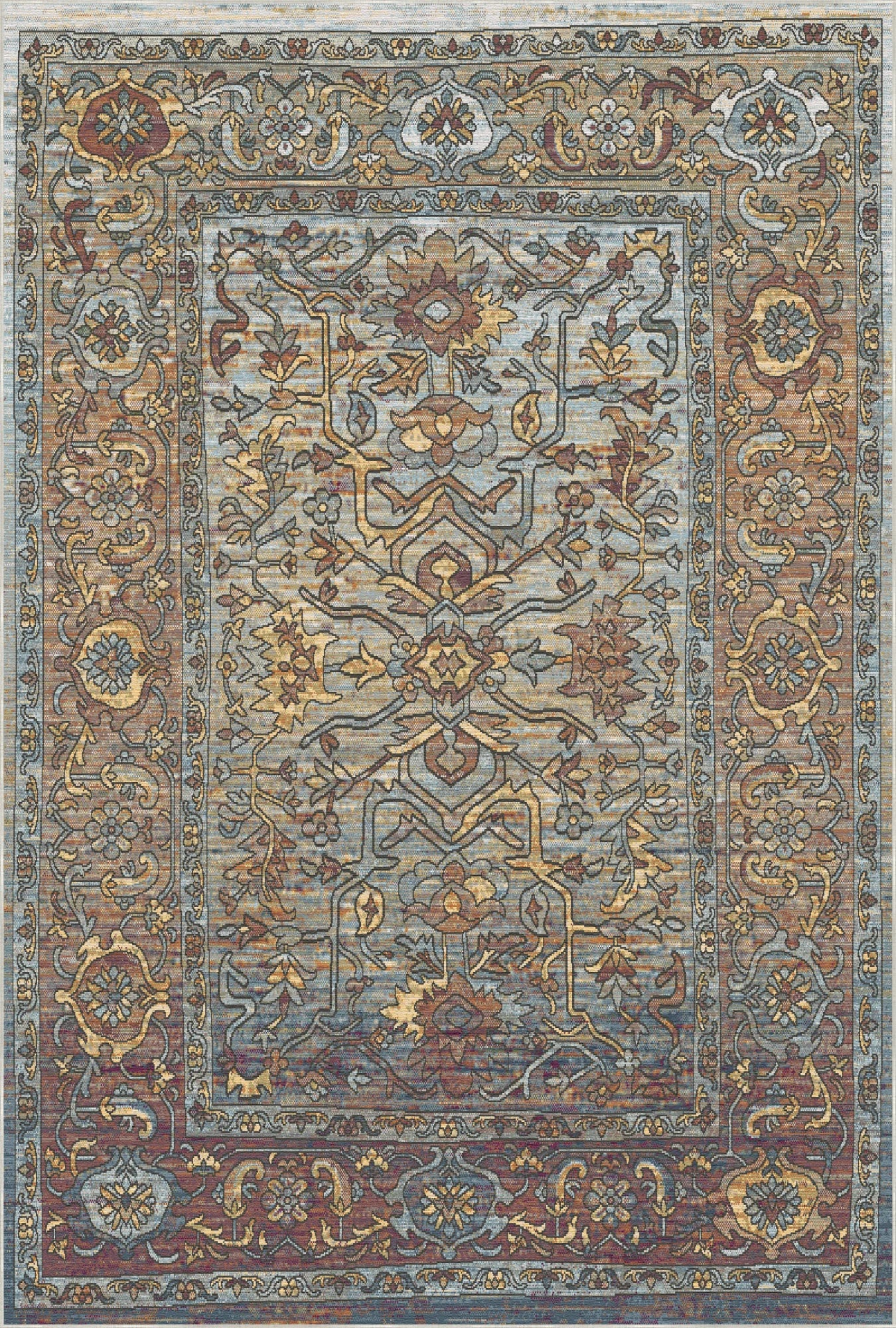 Samarkand Blue Traditional Washable Rug