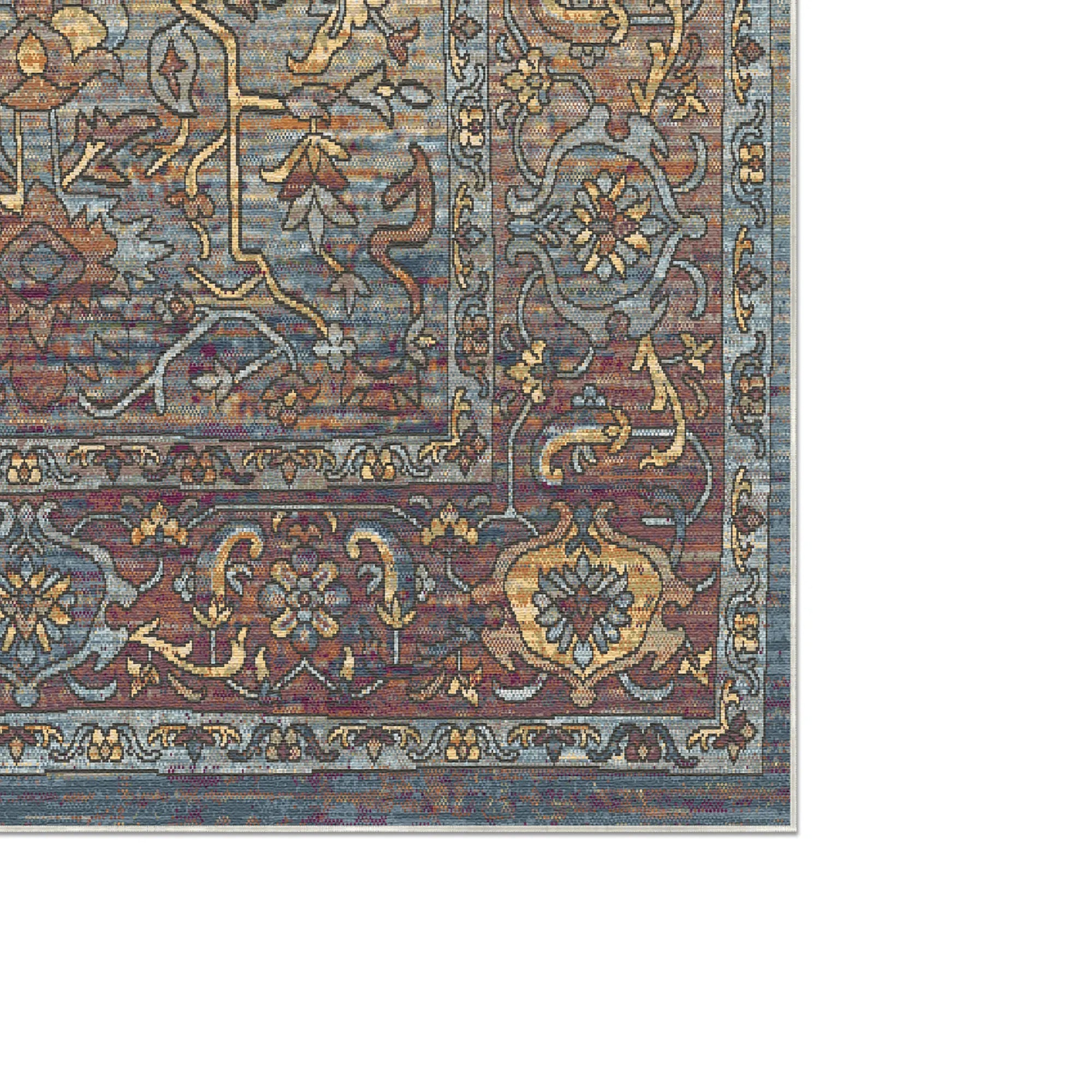 Samarkand Blue Traditional Washable Rug