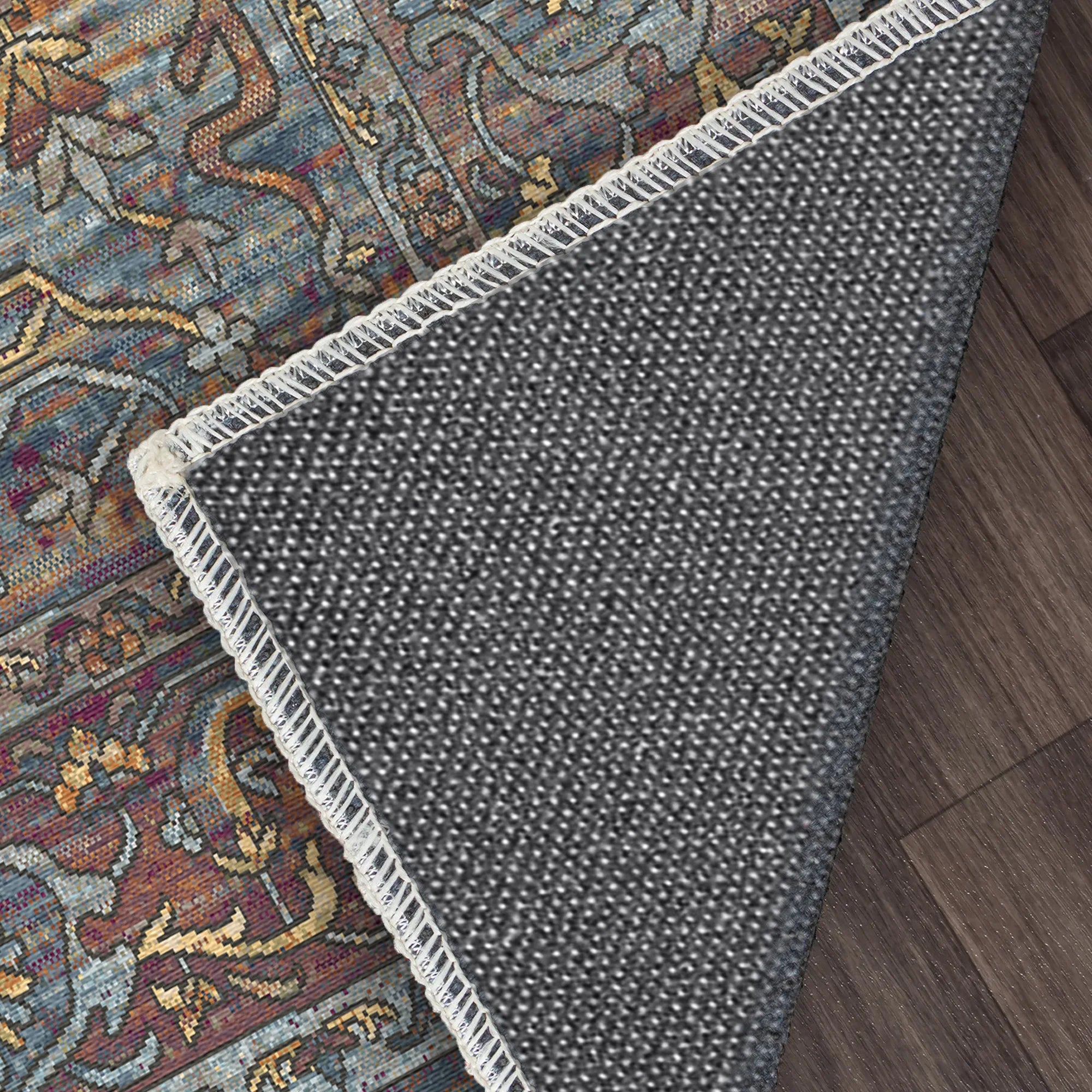 Samarkand Blue Traditional Washable Rug