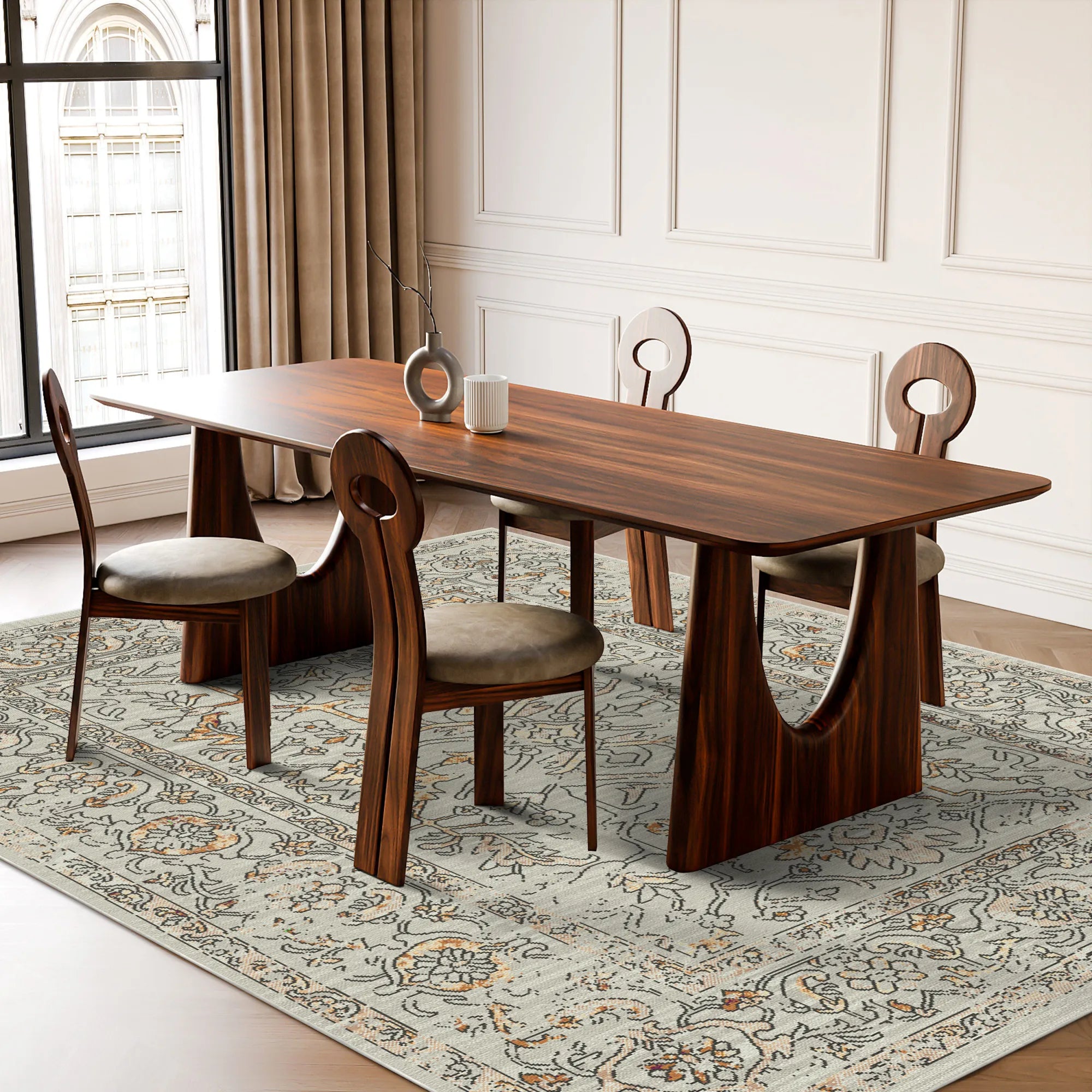 Copenhagen Gold Traditional Washable Rug