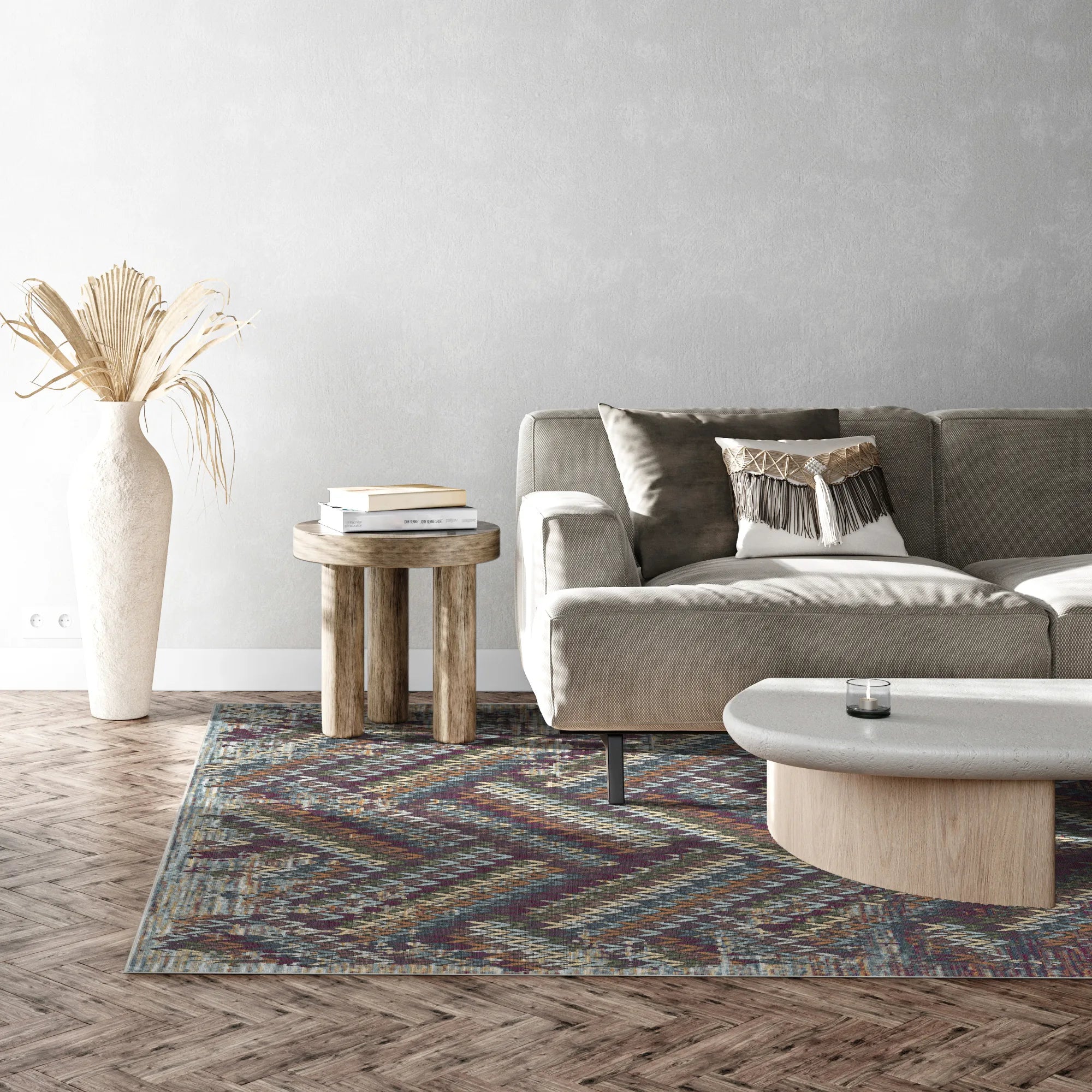 Milan Multi Chevron Washable Rug