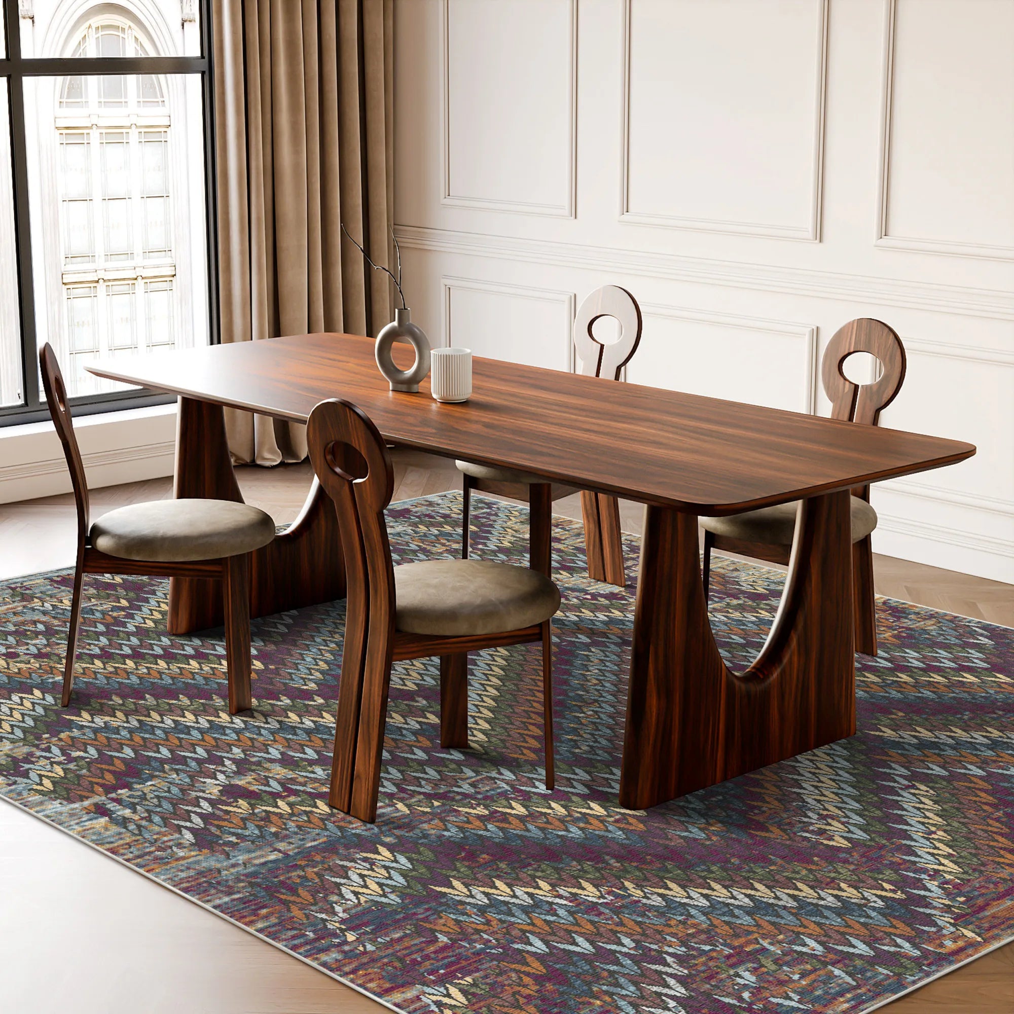 Milan Multi Chevron Washable Rug