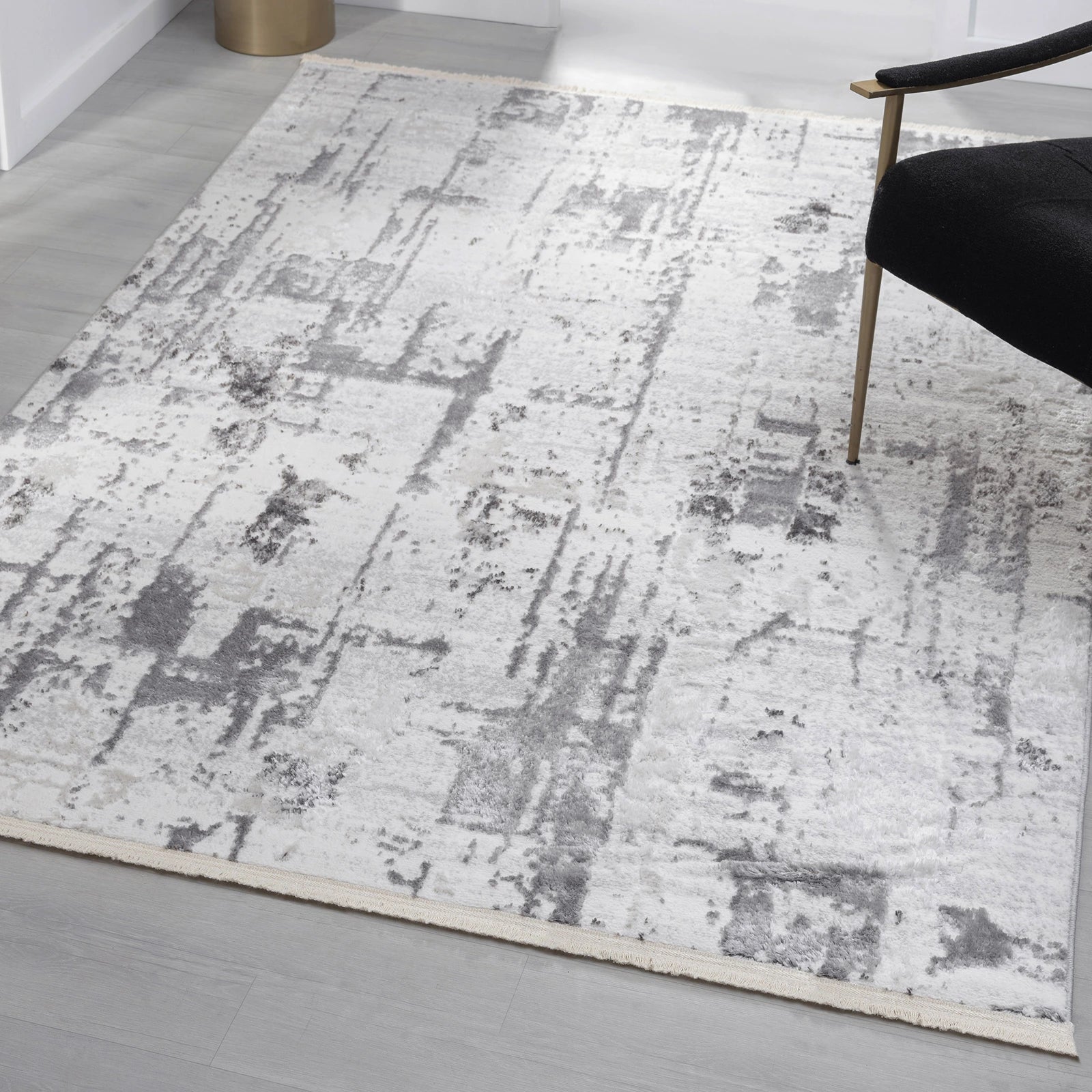 Steel Mist Grey Abstract Rug