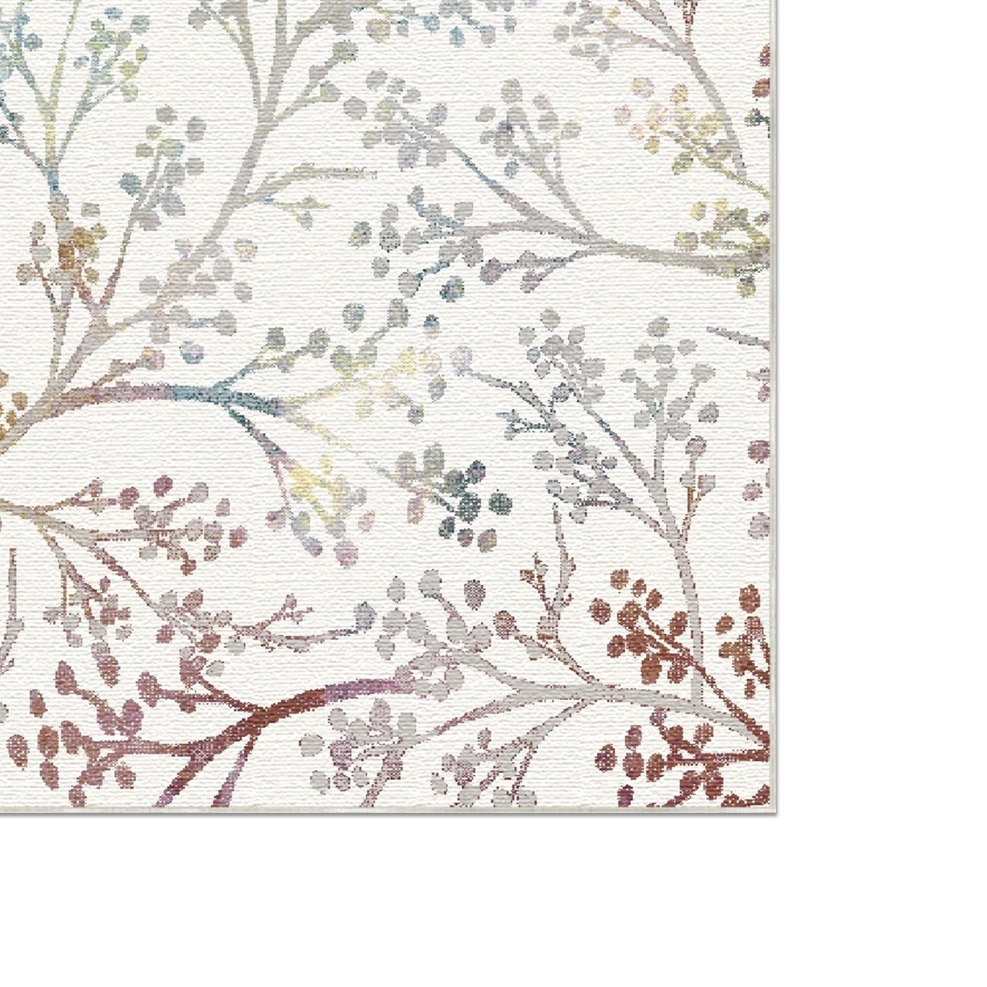 White Pastel Botanical Sprig Rug