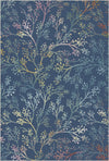 Deep Blue Botanical Sprig Rug Blue