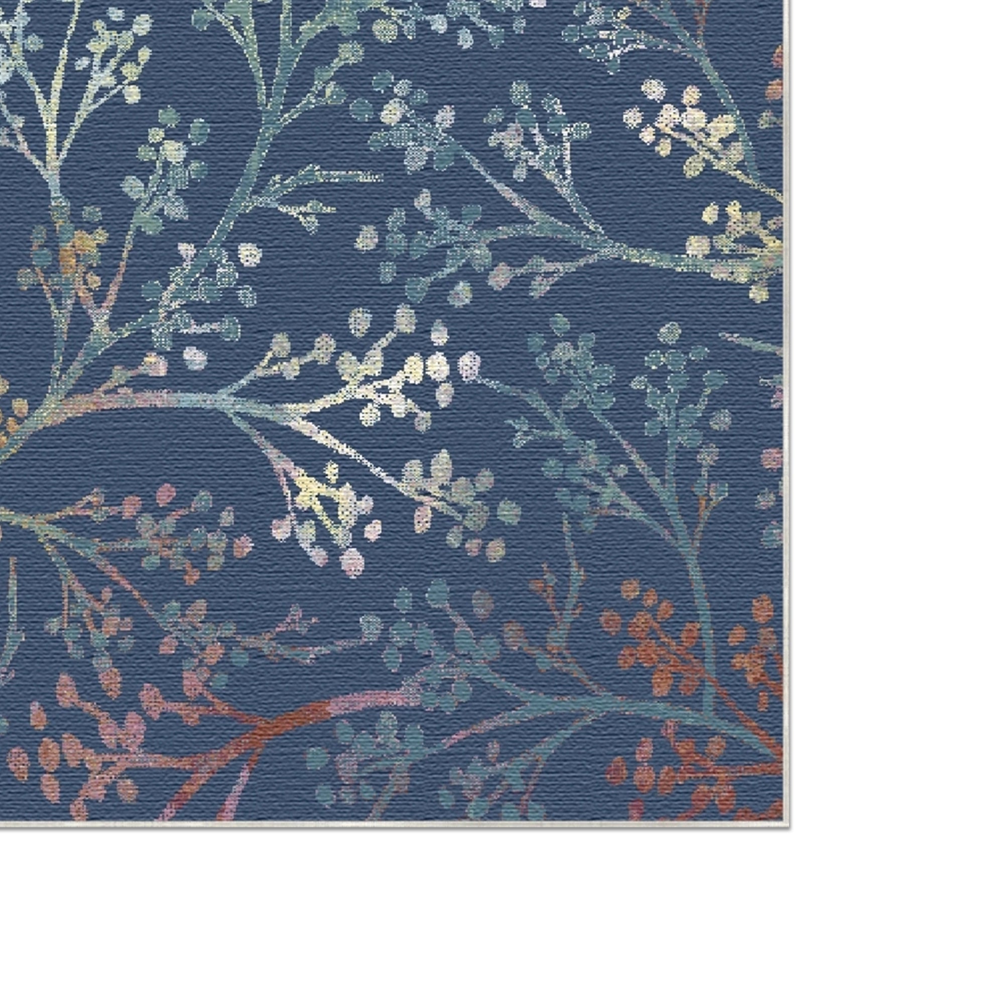 Deep Blue Botanical Sprig Rug