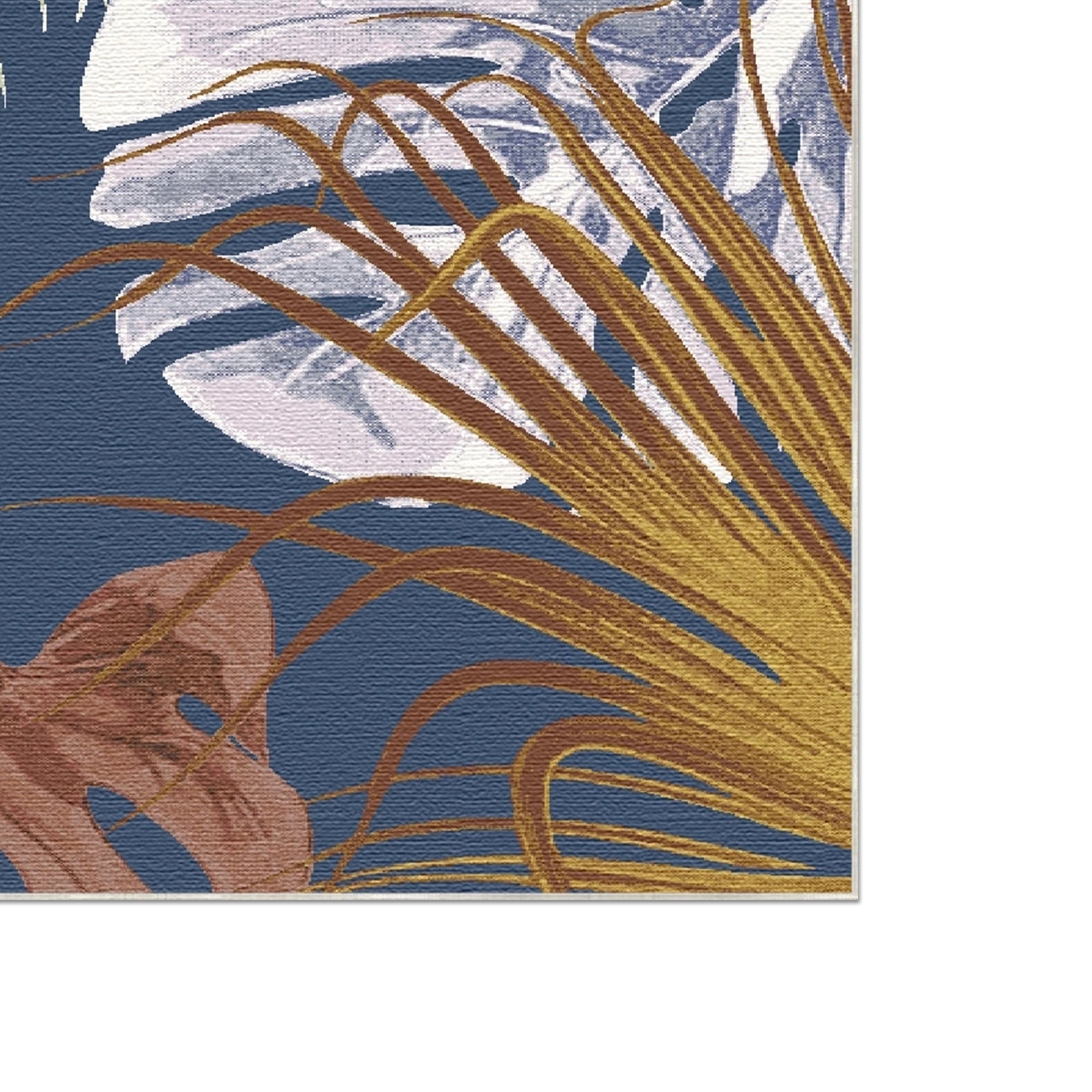 Navy Blue Exotic Tropical Rug