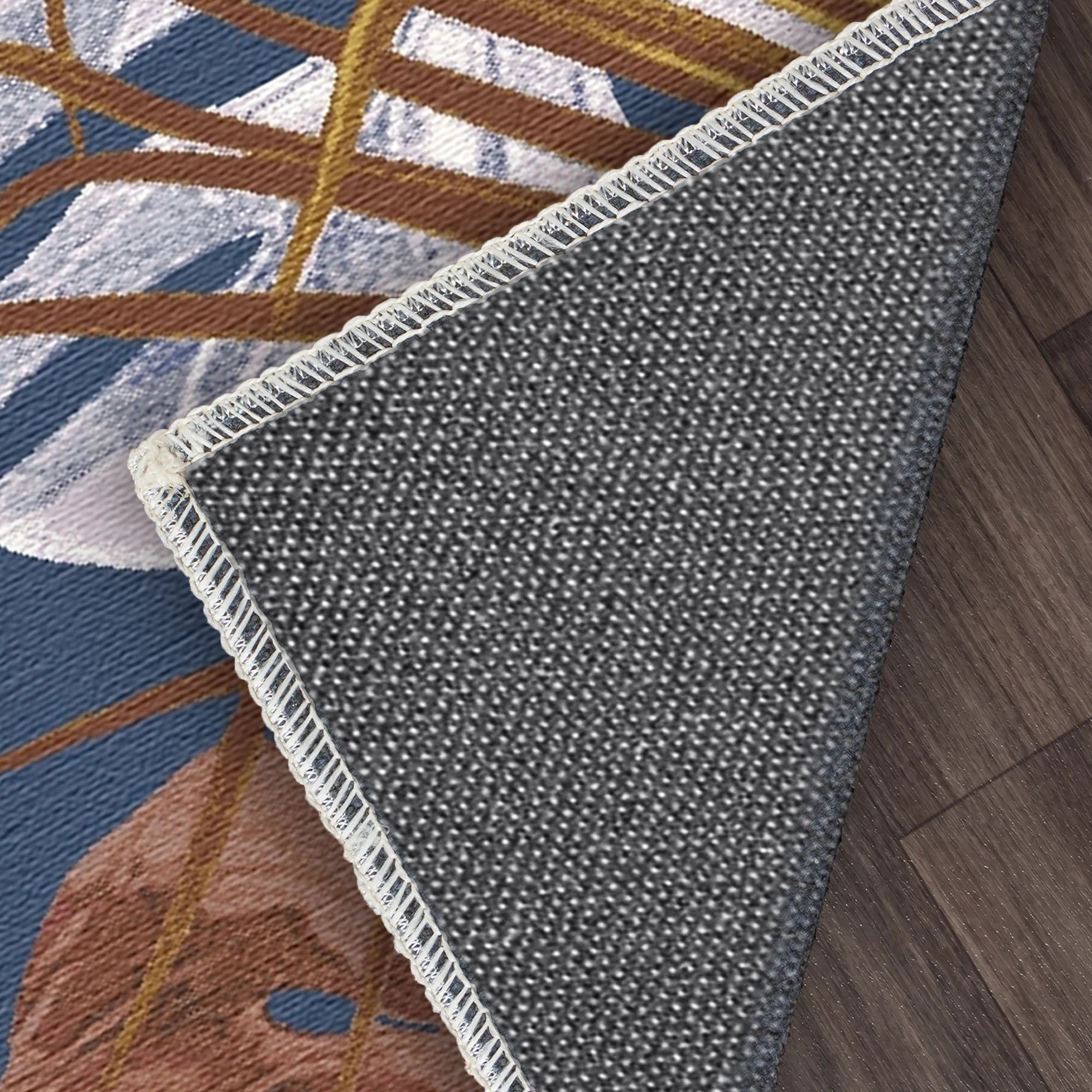 Navy Blue Exotic Tropical Rug