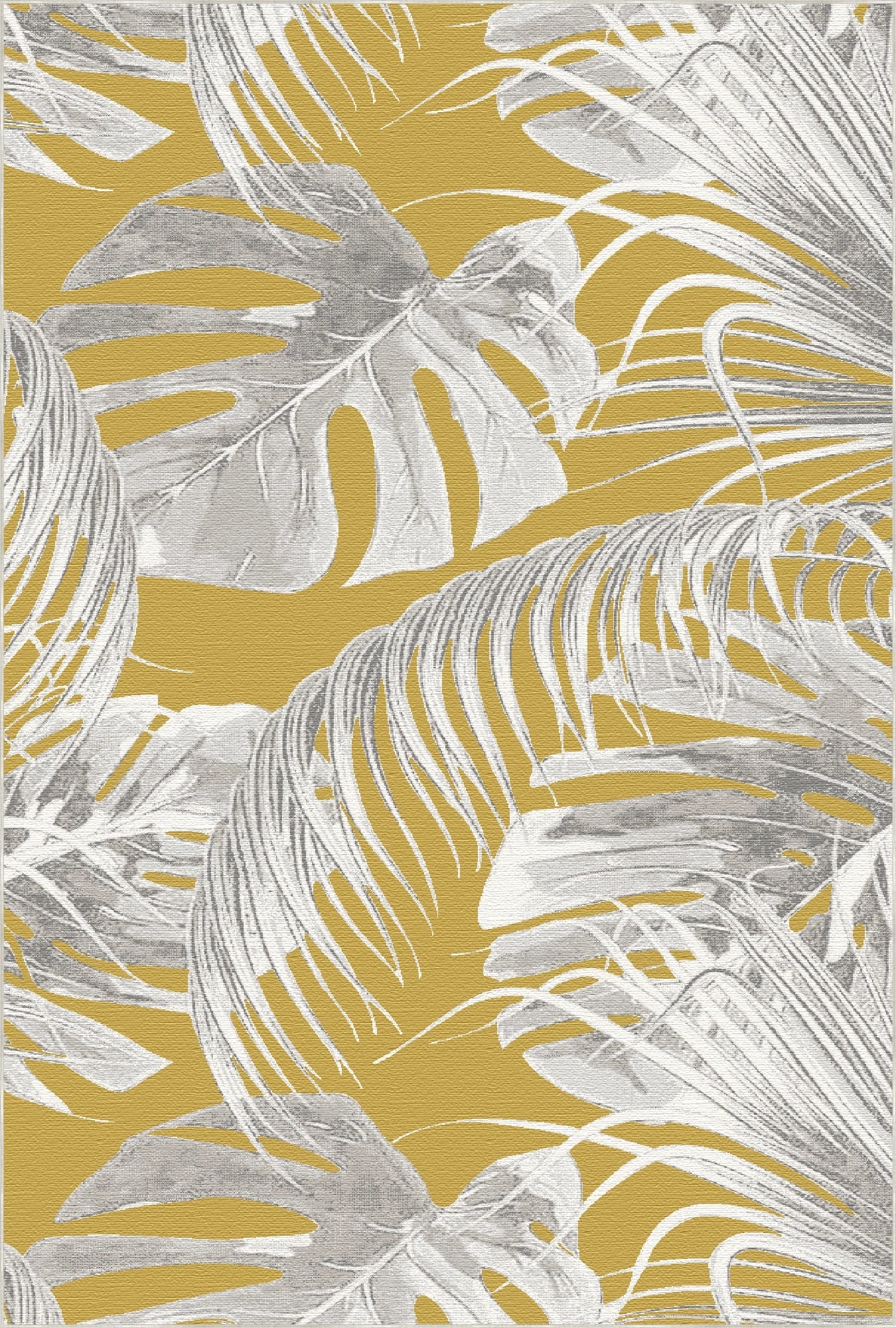 Mustard Yellow Exotic Tropical Rug