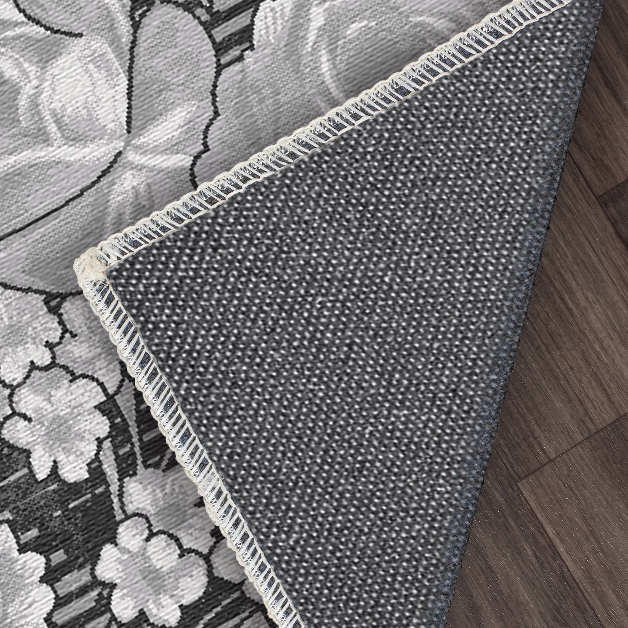 Vintage Black Rose Botanical Rug