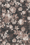 Vintage Brown Rose Botanical Rug Brown