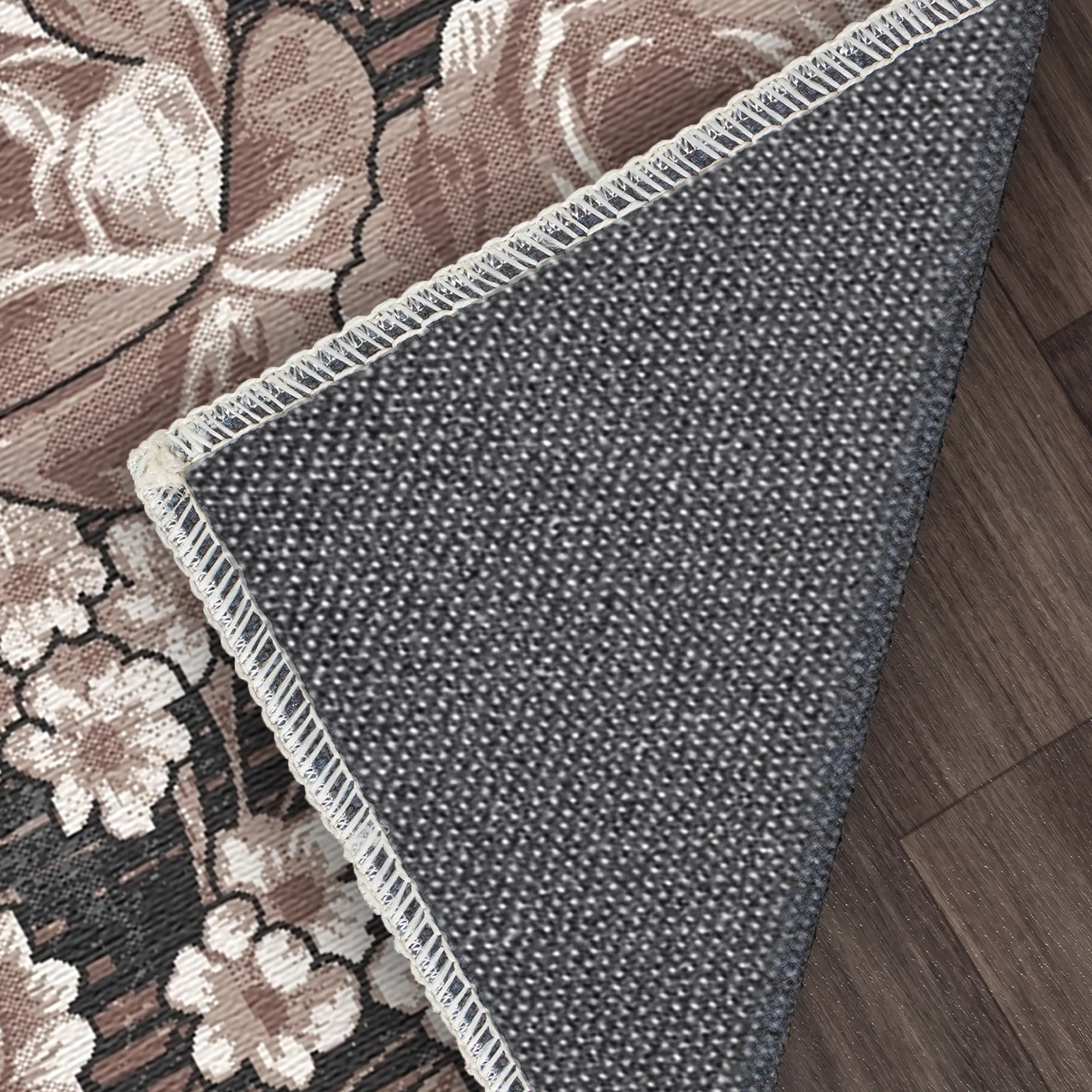 Vintage Brown Rose Botanical Rug