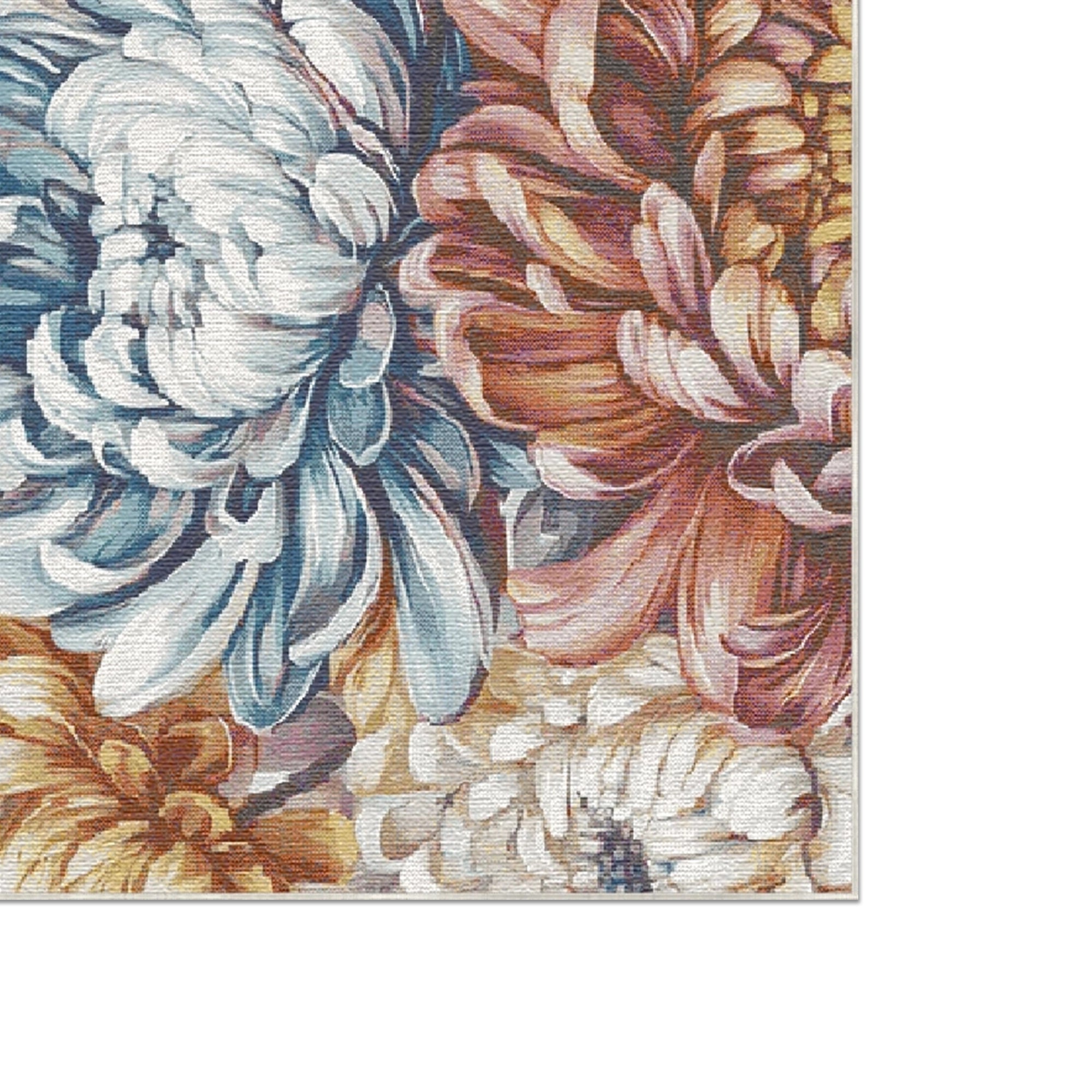 Multi-Color Painterly Chrysanthemum Rug