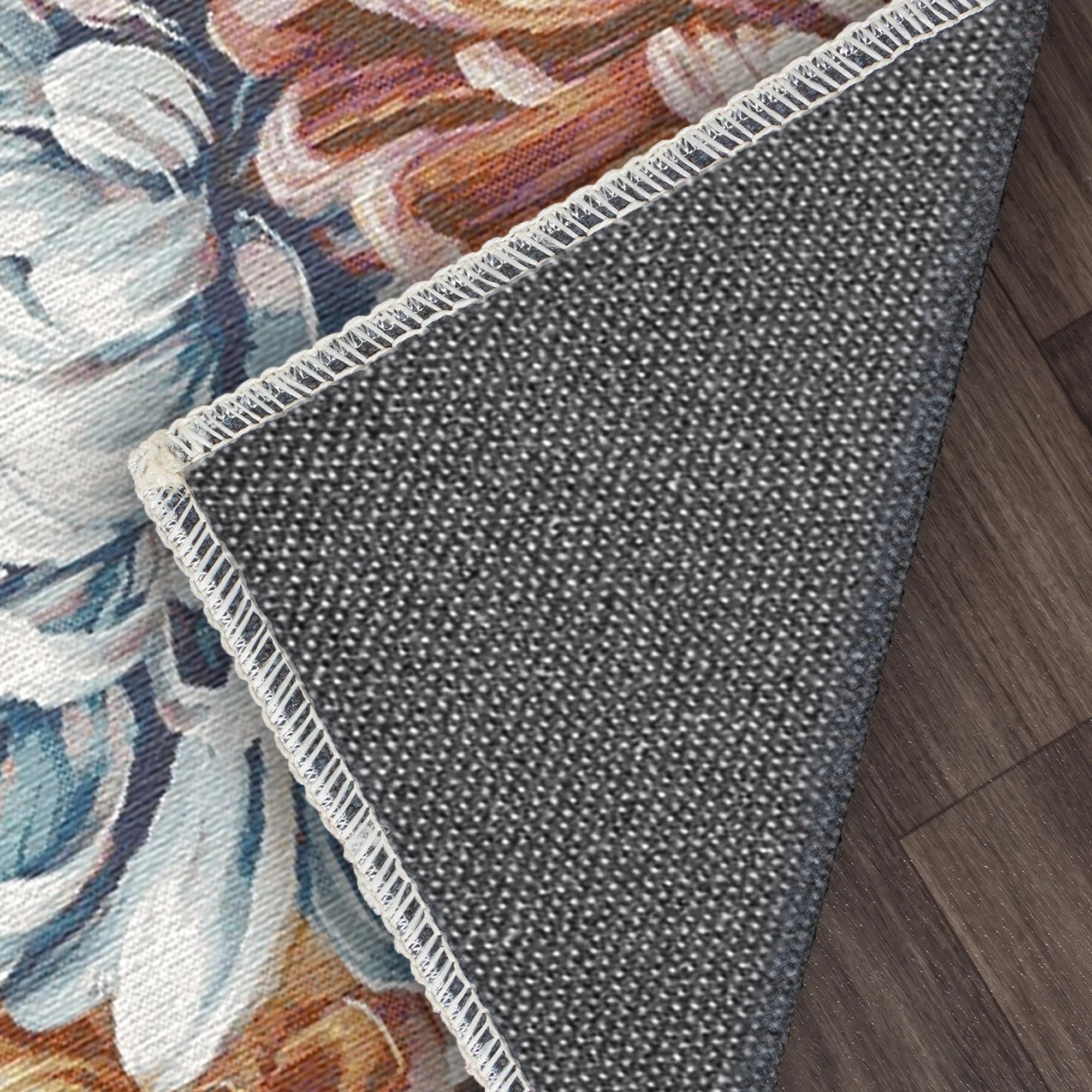 Multi-Color Painterly Chrysanthemum Rug