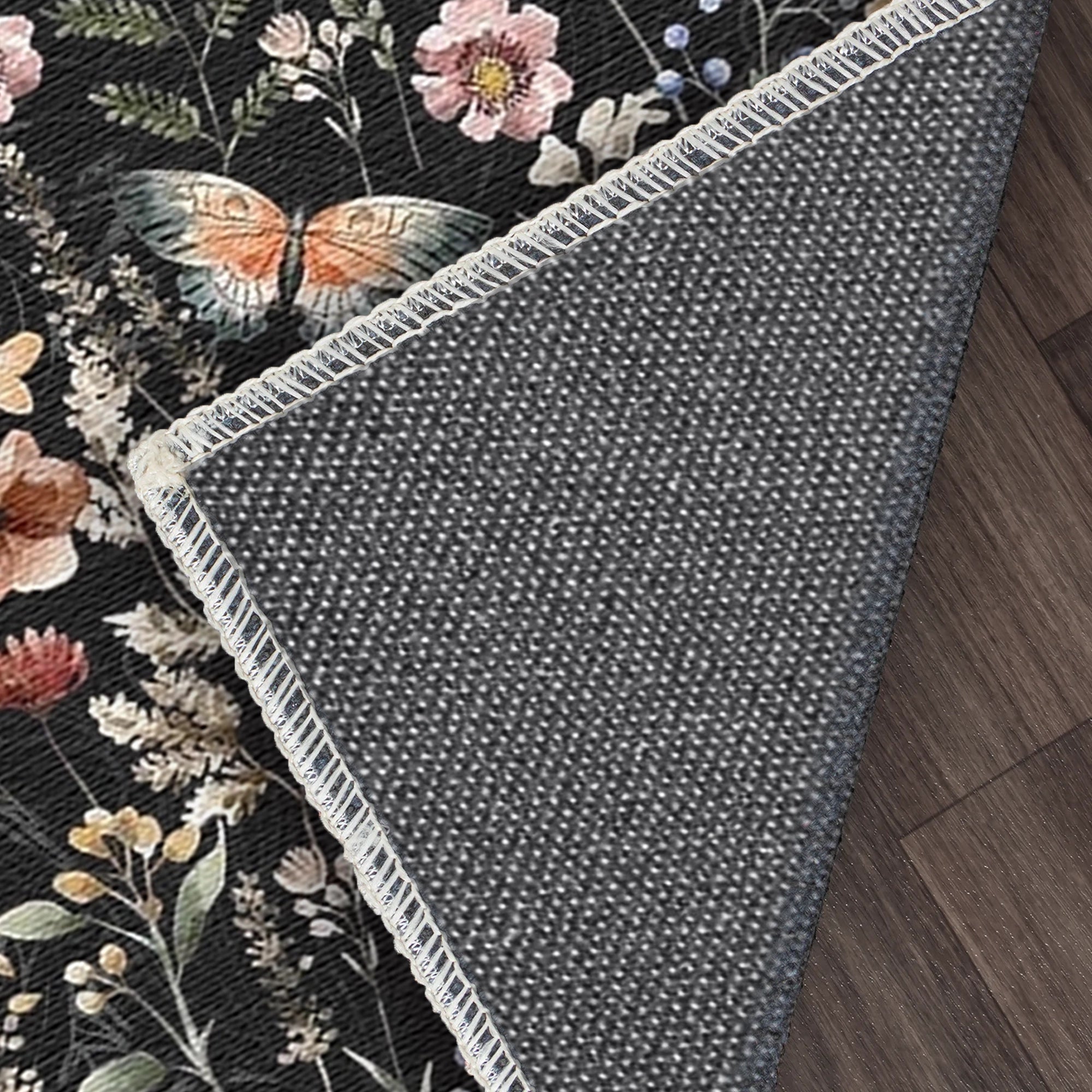 Dark Vintage Botanical Meadow Rug