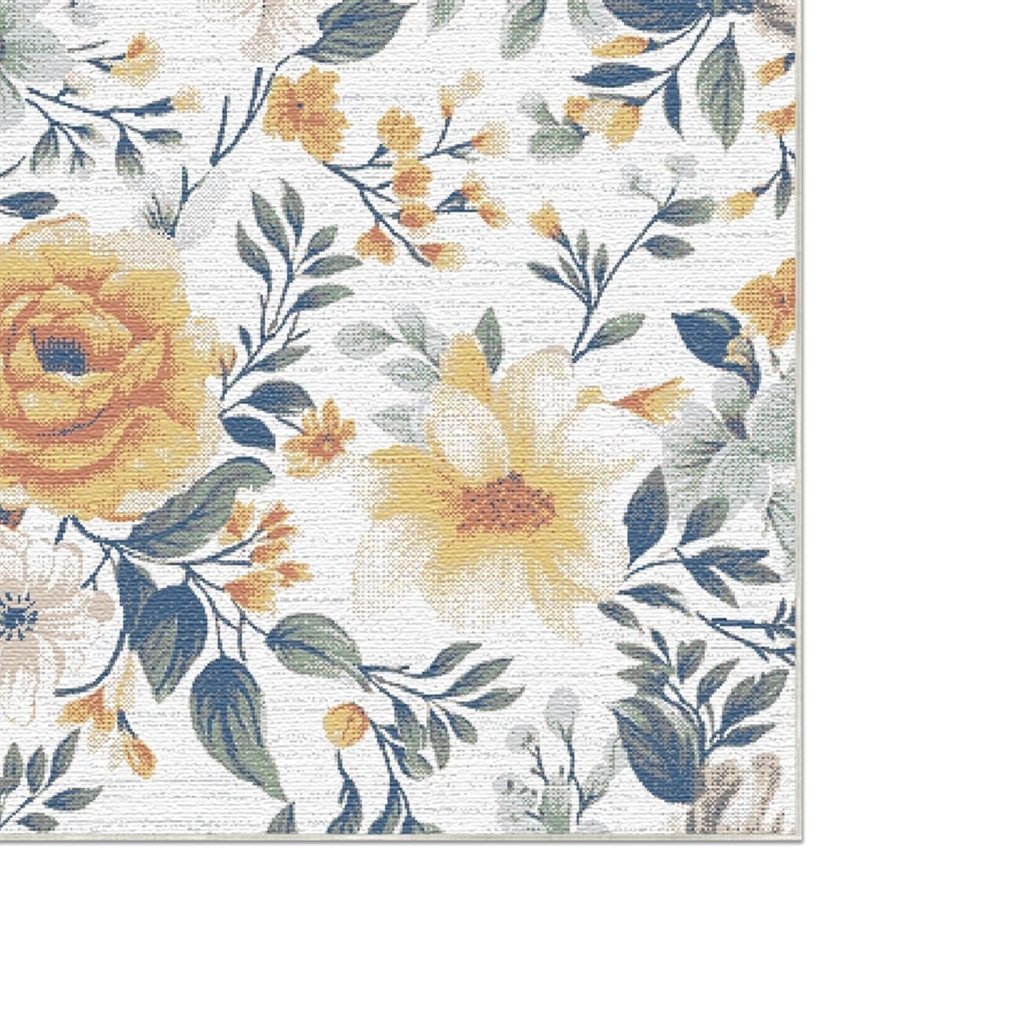 Distressed Pastel Garden White Rug
