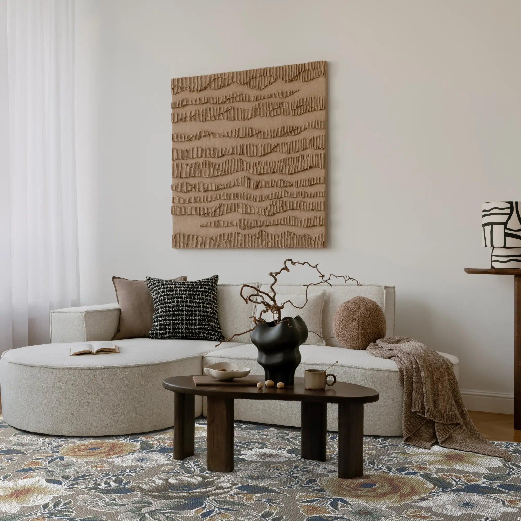 Tappeto Rosa Gialla Elegante Beige