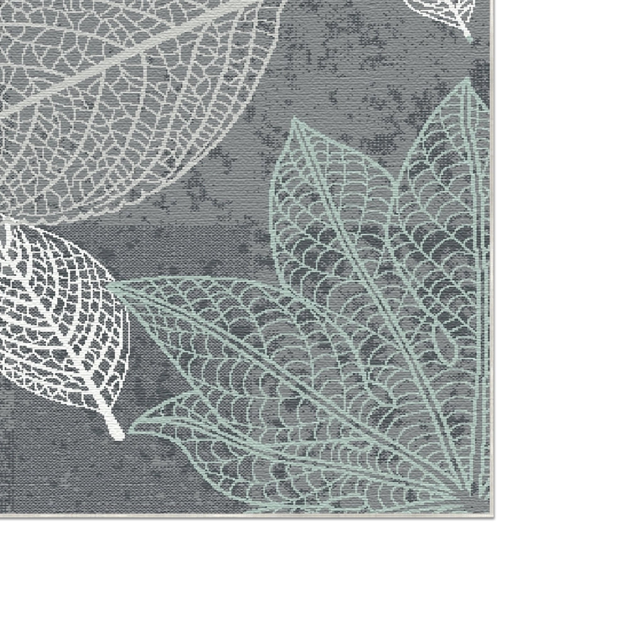 Charcoal Whispering Leaf Skeletal Rug