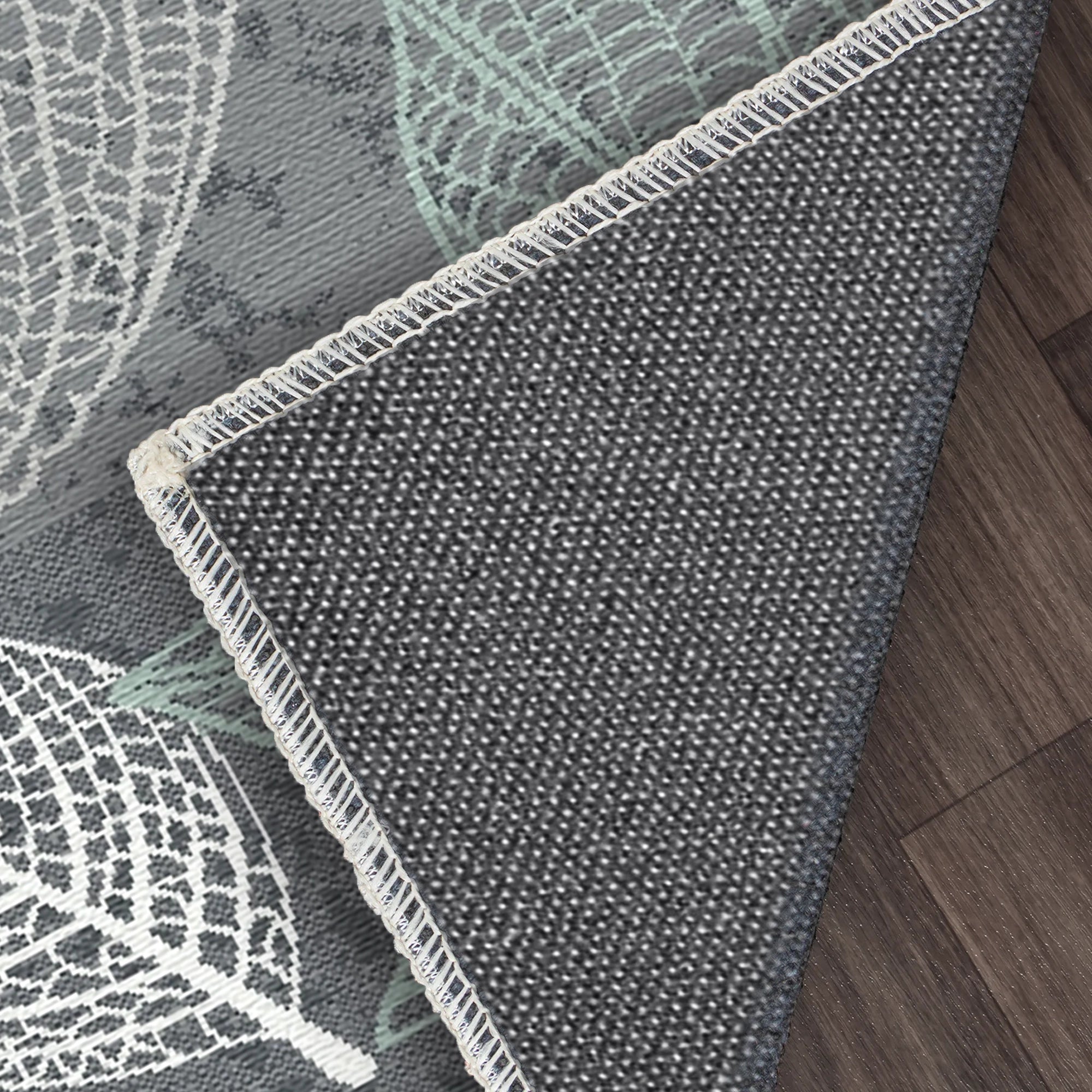 Charcoal Whispering Leaf Skeletal Rug